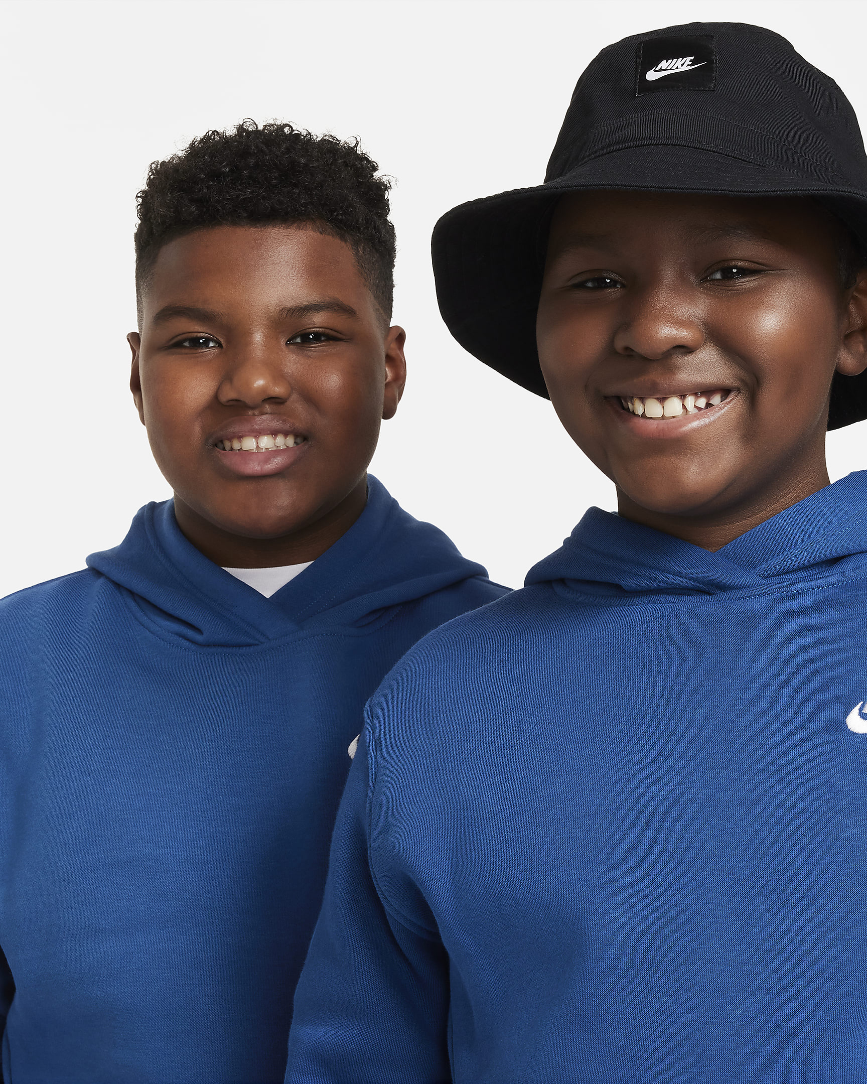 Nike Sportswear Club Fleece Big Kids' Pullover Hoodie (Extended Size) - Court Blue/White