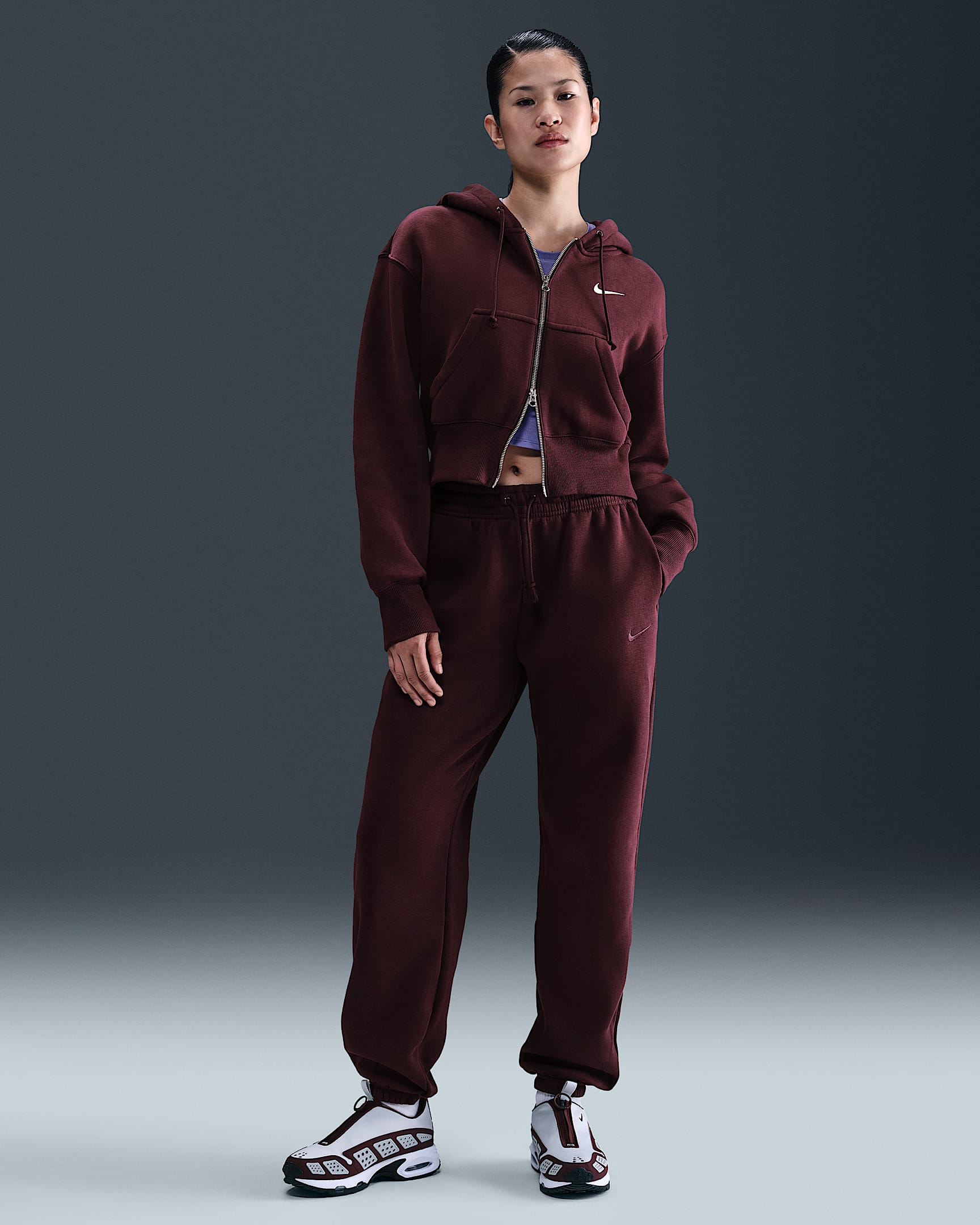 Nike Sportswear Phoenix Fleece Women's High-Waisted Oversized Sweatpants - Burgundy Crush/Burgundy Crush