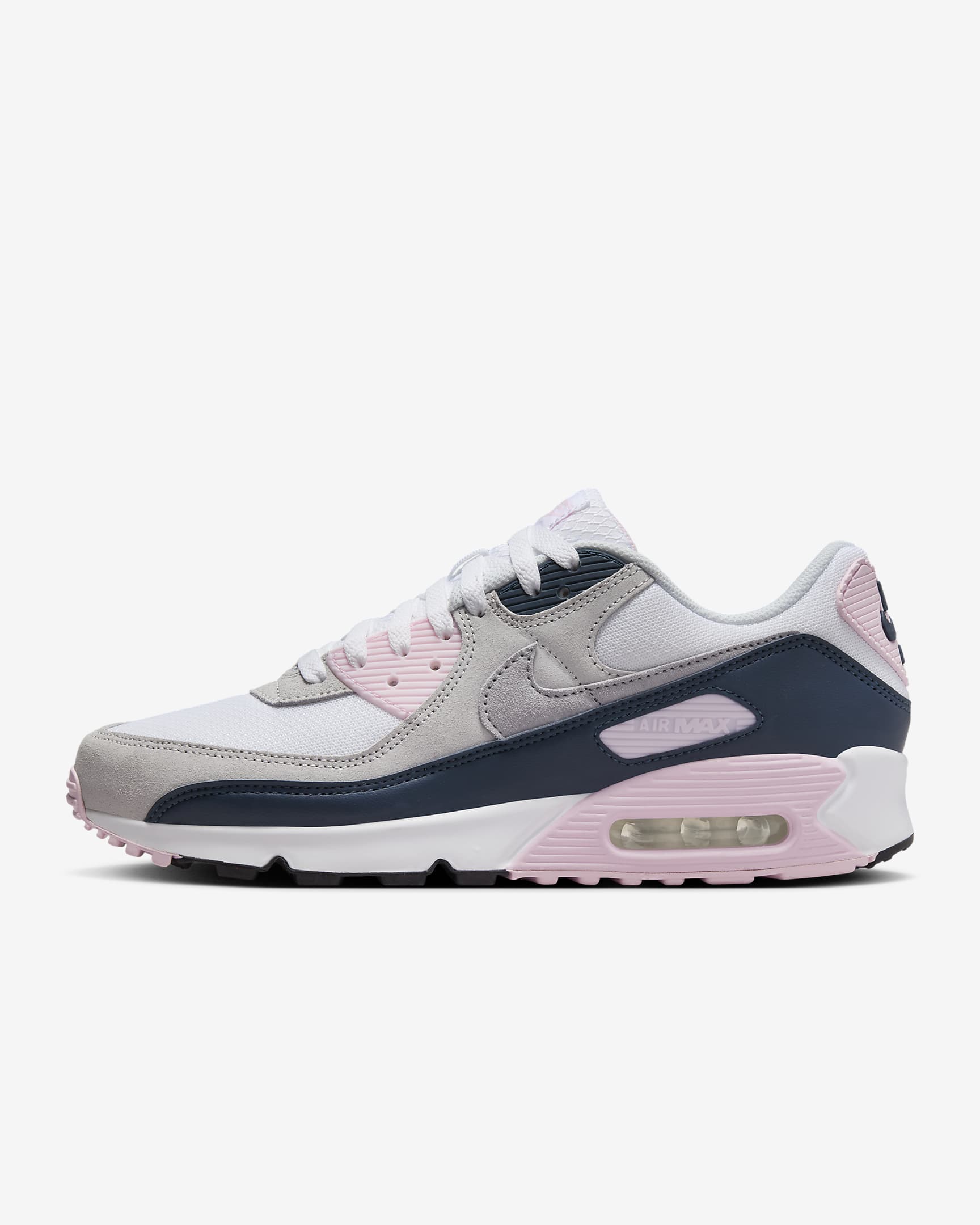 Nike Air Max 90 Men's Shoes - White/Pink Foam/Armoury Navy/Wolf Grey