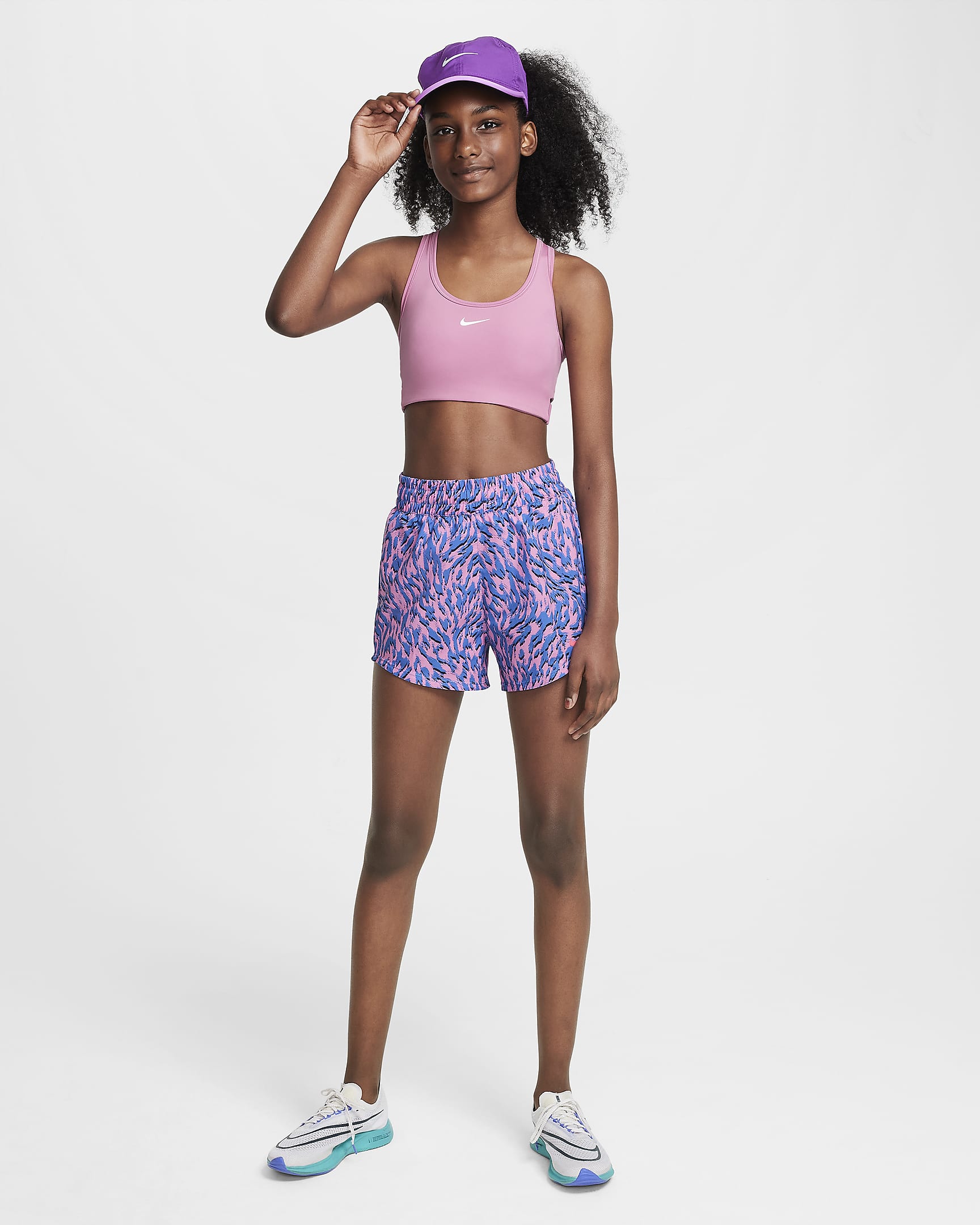 Nike Swoosh EasyOn Big Kids' (Girls') Sports Bra - Magic Flamingo/White