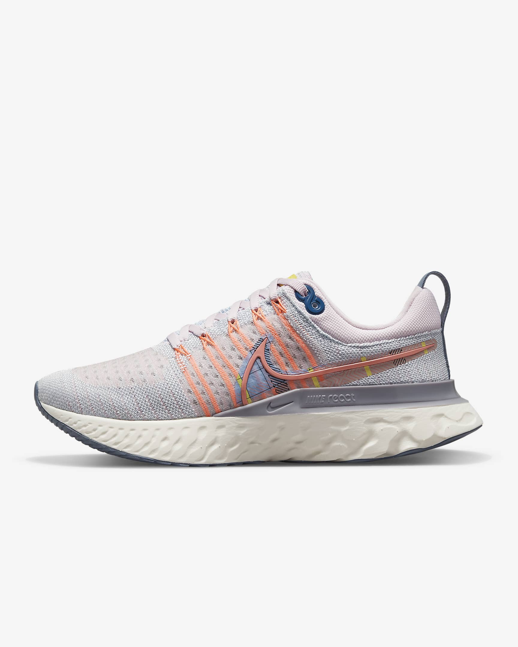 Calzado de running de carretera para mujer Nike React Infinity Run Flyknit 2 Premium - Espuma rosa/Tinte azul/Vela/Multicolor