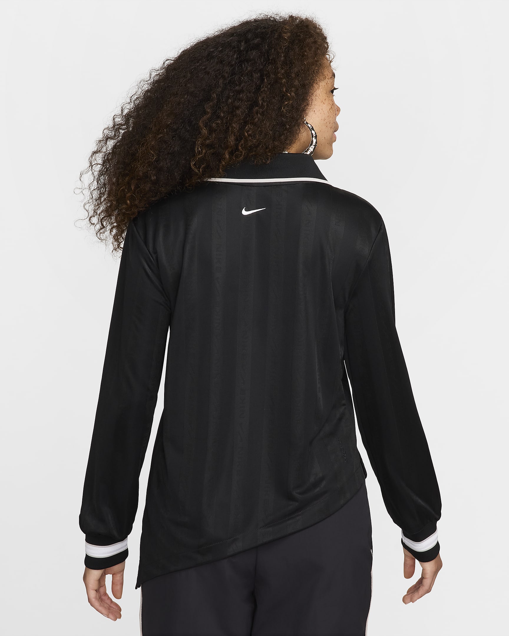 Γυναικεία μακρυμάνικη ζακάρ φανέλα Dri-FIT Nike Sportswear Collection - Μαύρο/Light Iron Ore/Λευκό