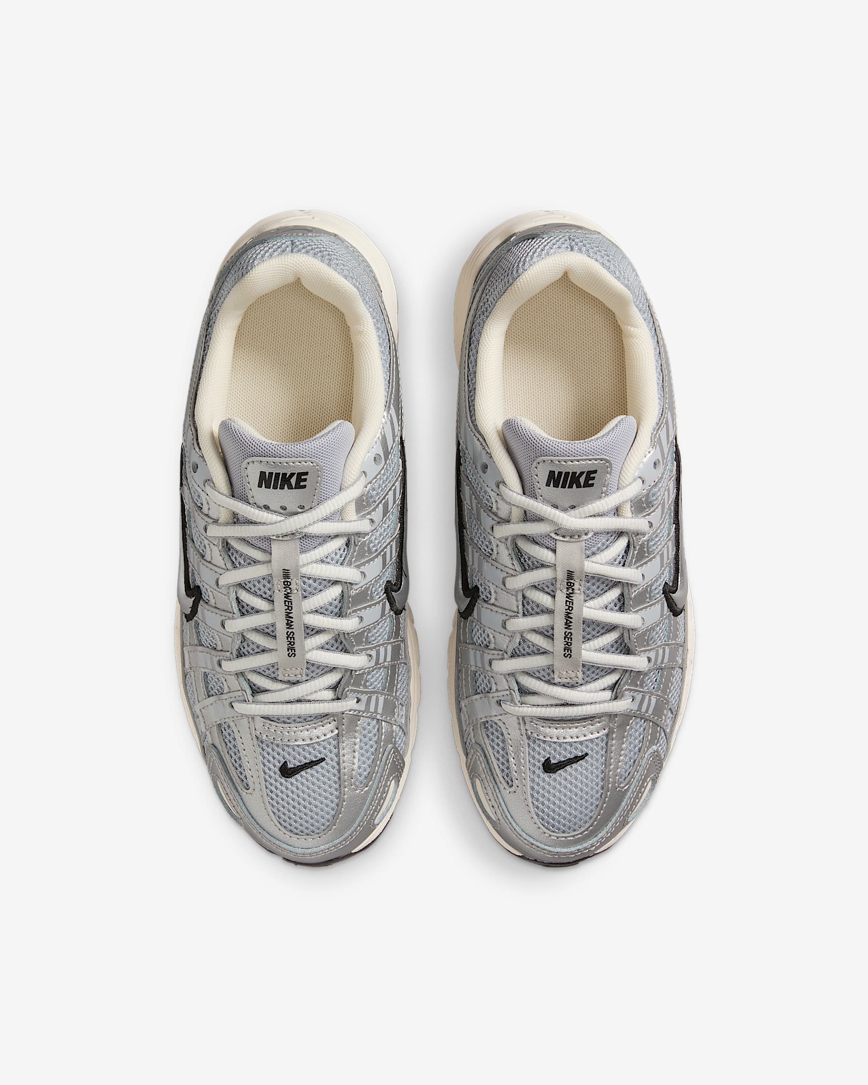 Nike P-6000 大童鞋款 - Metallic Silver/黑色/Pale Ivory/Metallic Silver