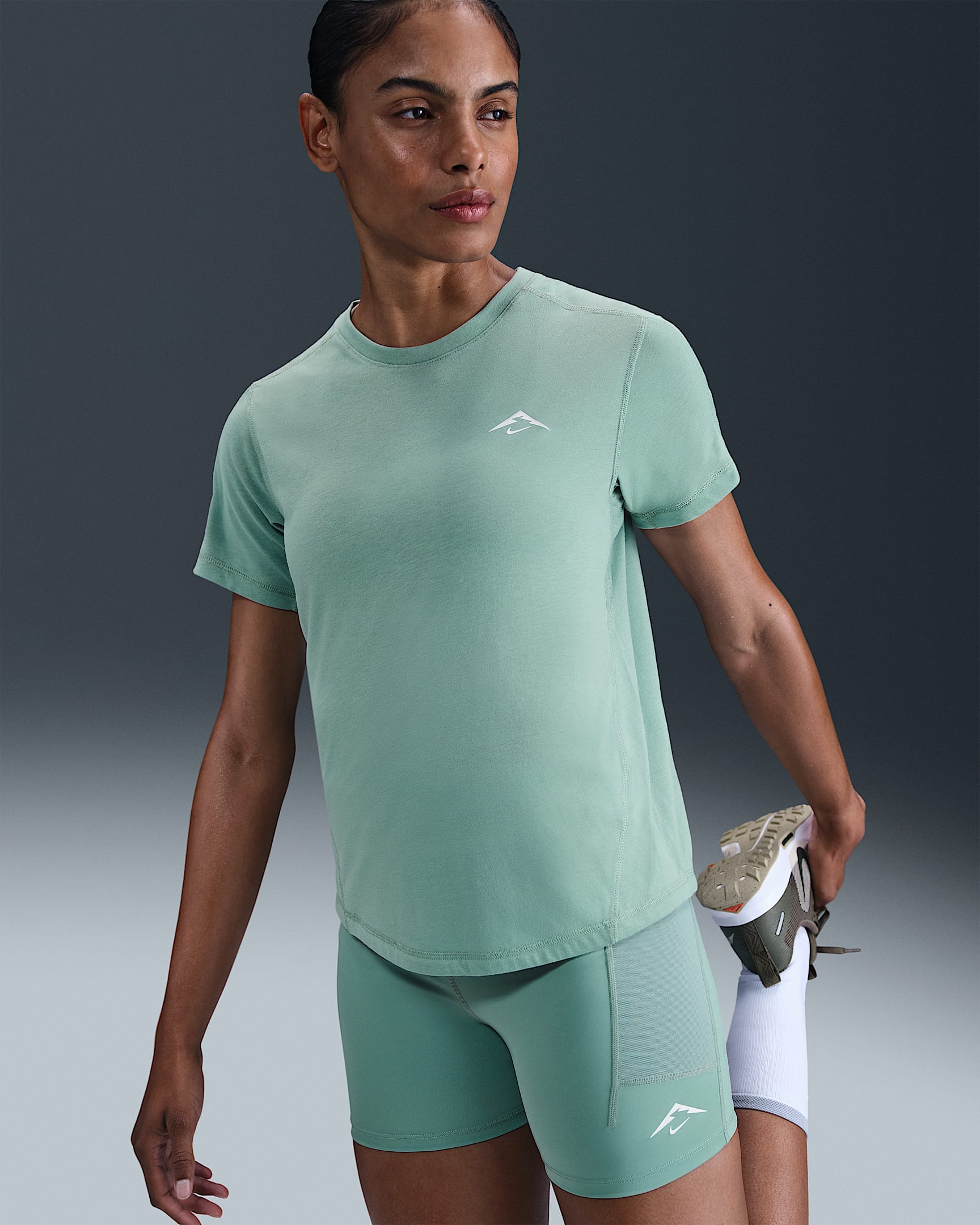 Nike Trail Women's Dri-FIT Short-Sleeve Running Top - Cannon/Summit White