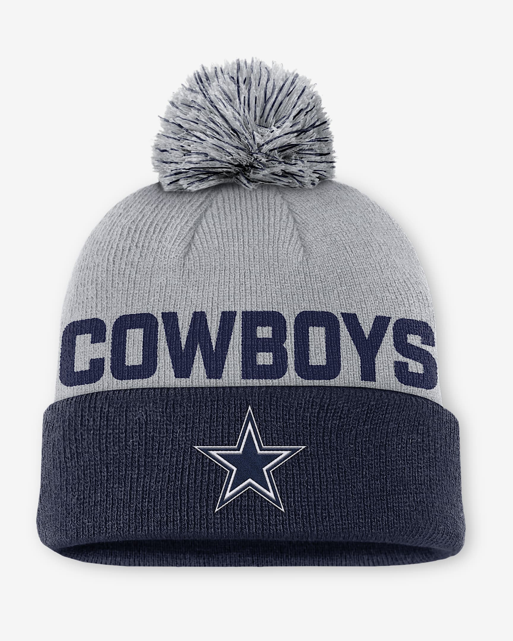 Dallas Cowboys Peak Men's Nike NFL Cuffed Pom Beanie - Navy