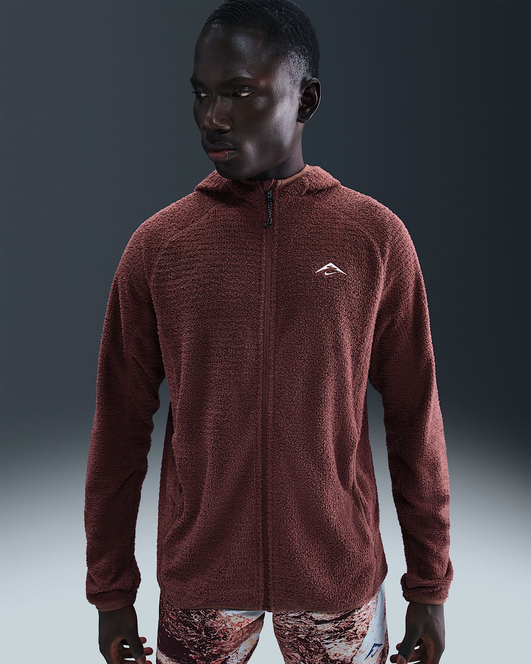 Męska kurtka do biegania z dzianiny Dri-FIT Nike Trail - Red Sepia/Summit White