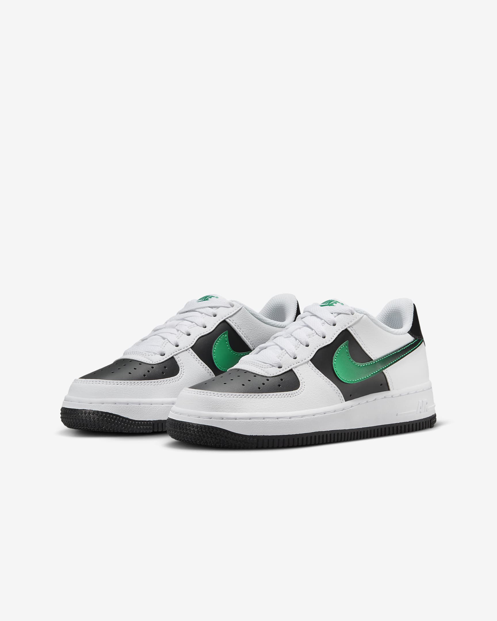 Nike Force 1 LV8 2 Older Kids' Shoes - White/Black/Malachite/Stadium Green