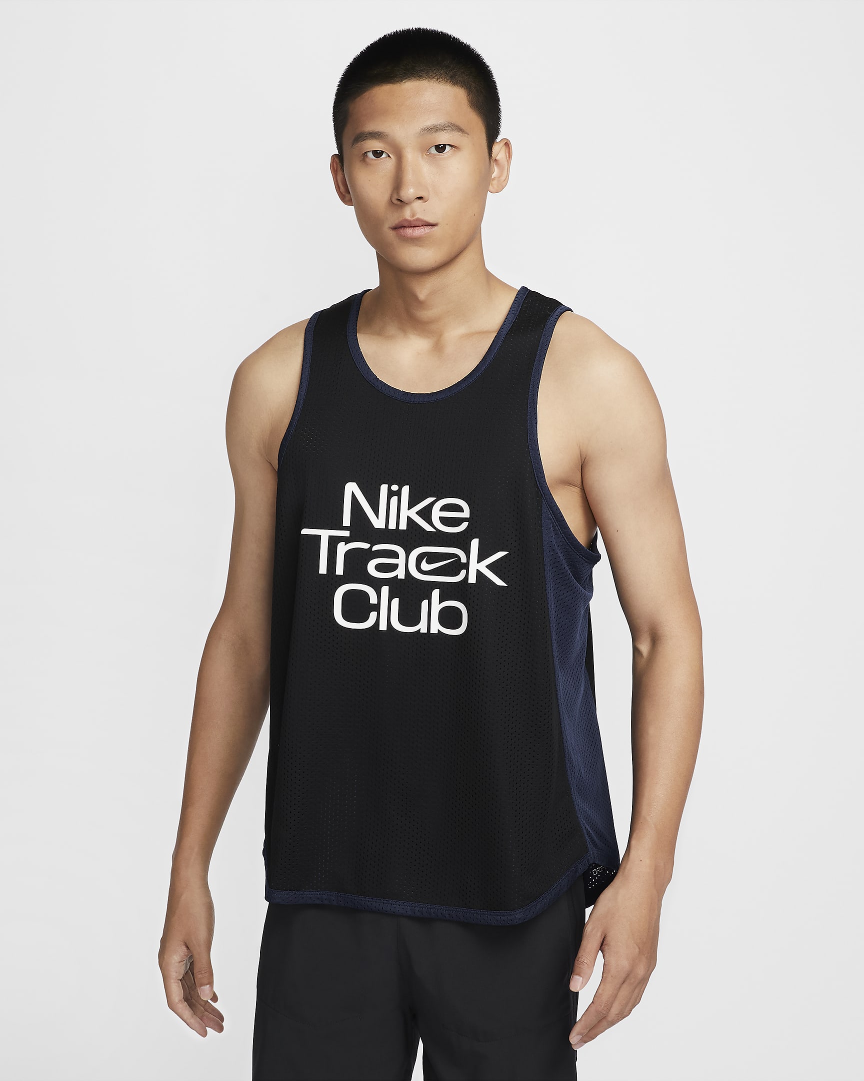 Nike Track Club 男款 Dri-FIT 跑步無袖上衣 - 黑色/Midnight Navy/Summit White