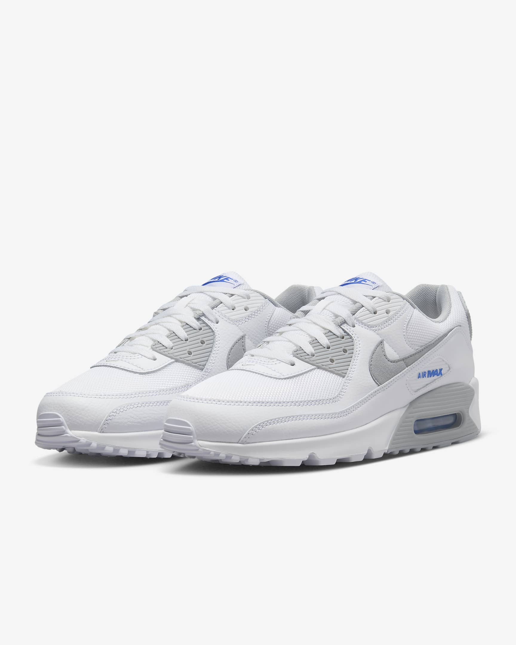 Nike Air Max 90 herresko - Hvit/Racer Blue/Svart/Light Smoke Grey