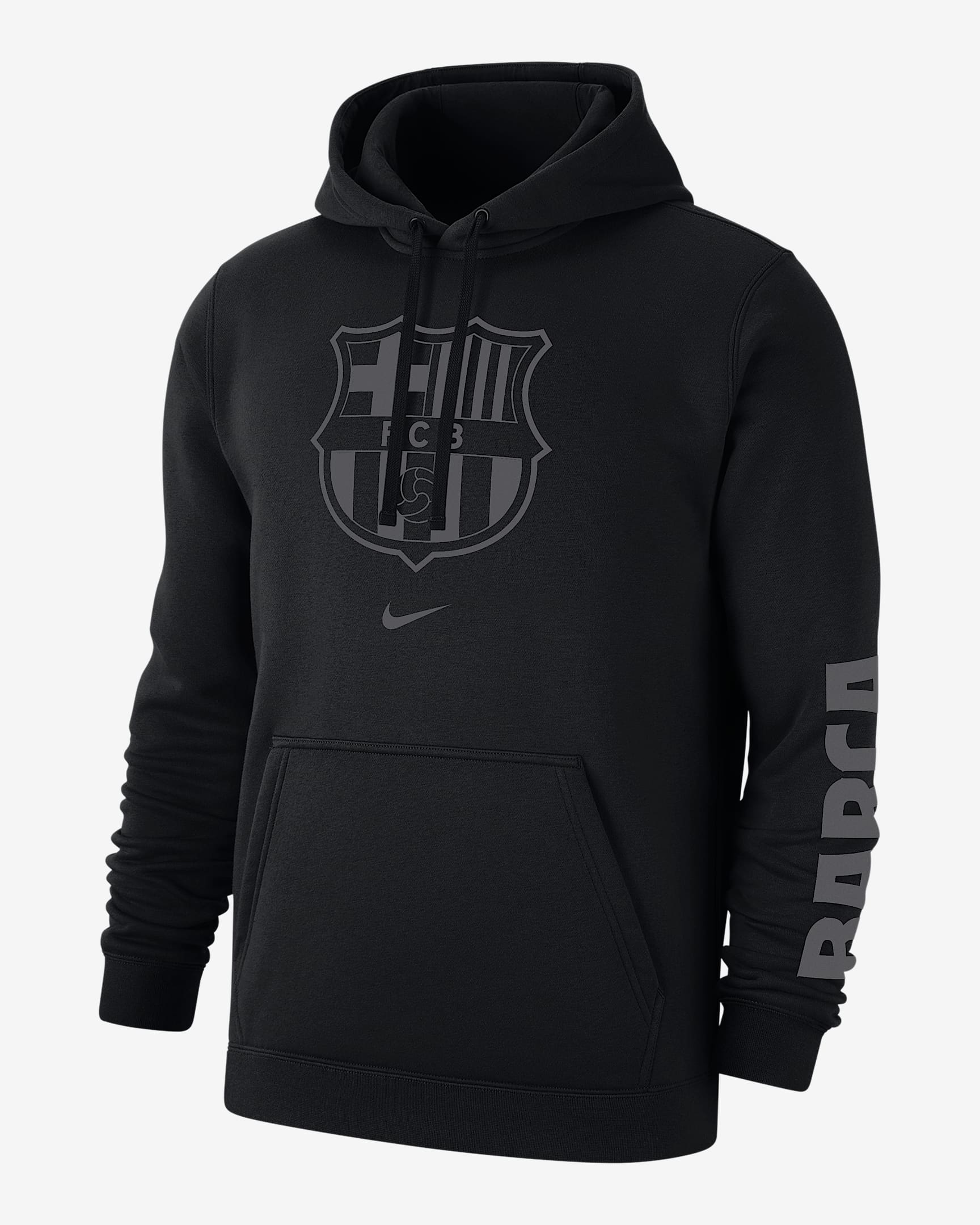 Sudadera con gorro sin cierre de fútbol Nike de tejido Fleece para hombre FC Barcelona Club - Negro