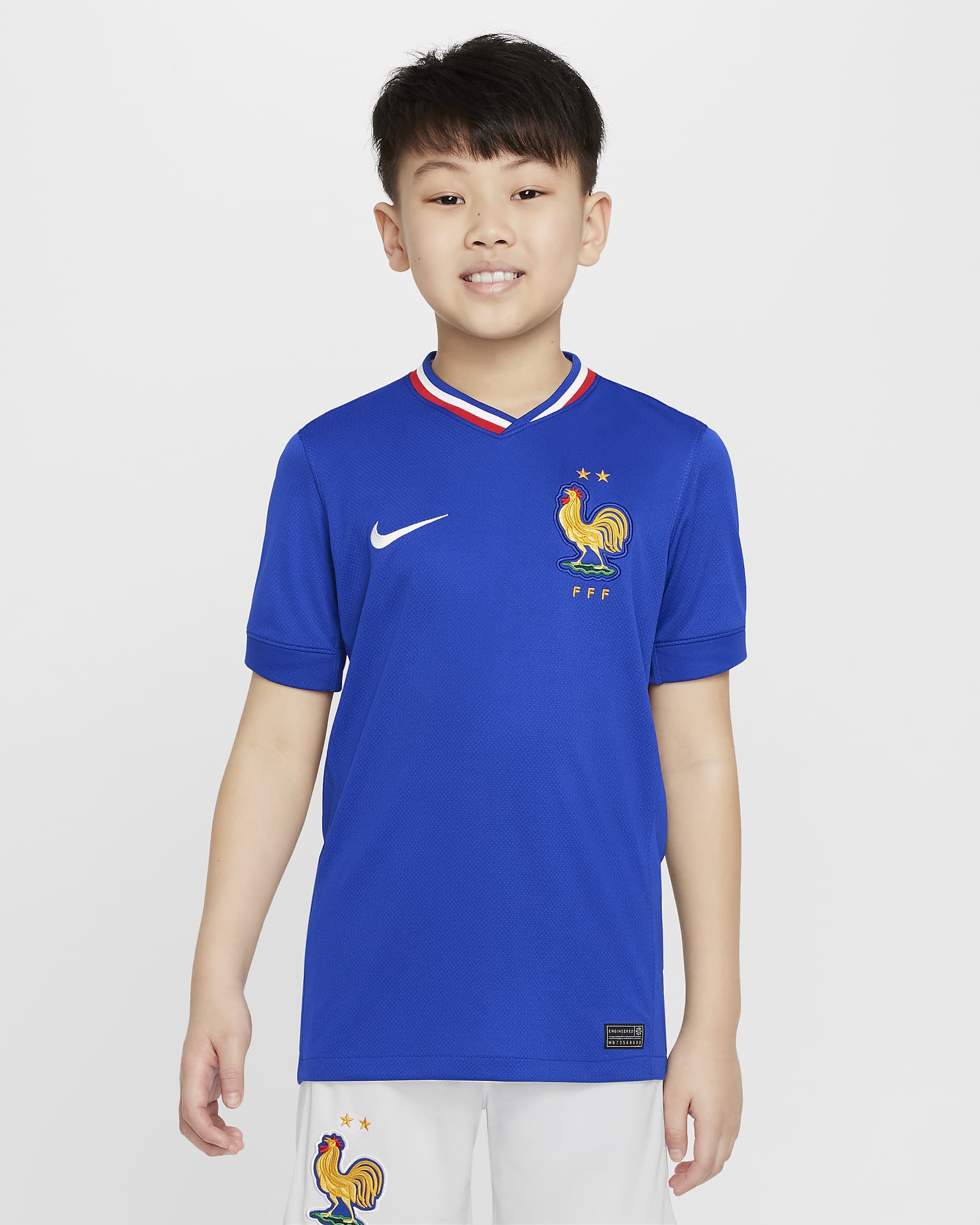 FFF (herenelftal) 2024/25 Stadium Thuis Nike Dri-FIT replica voetbalshirt voor kids - Bright Blue/University Red/Wit