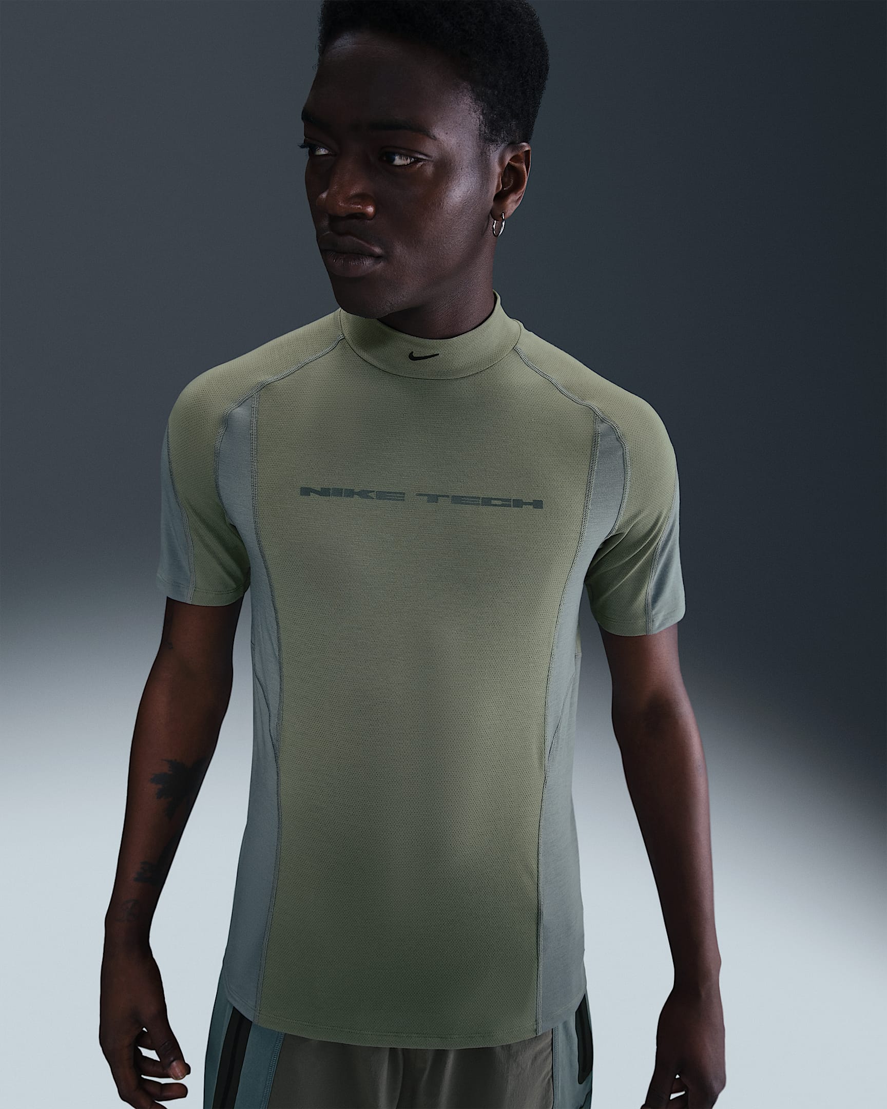 Ropa interior deportiva de manga corta Dri-FIT para hombre Nike Tech - Militar claro/Gris azulado/Gris azulado/Negro
