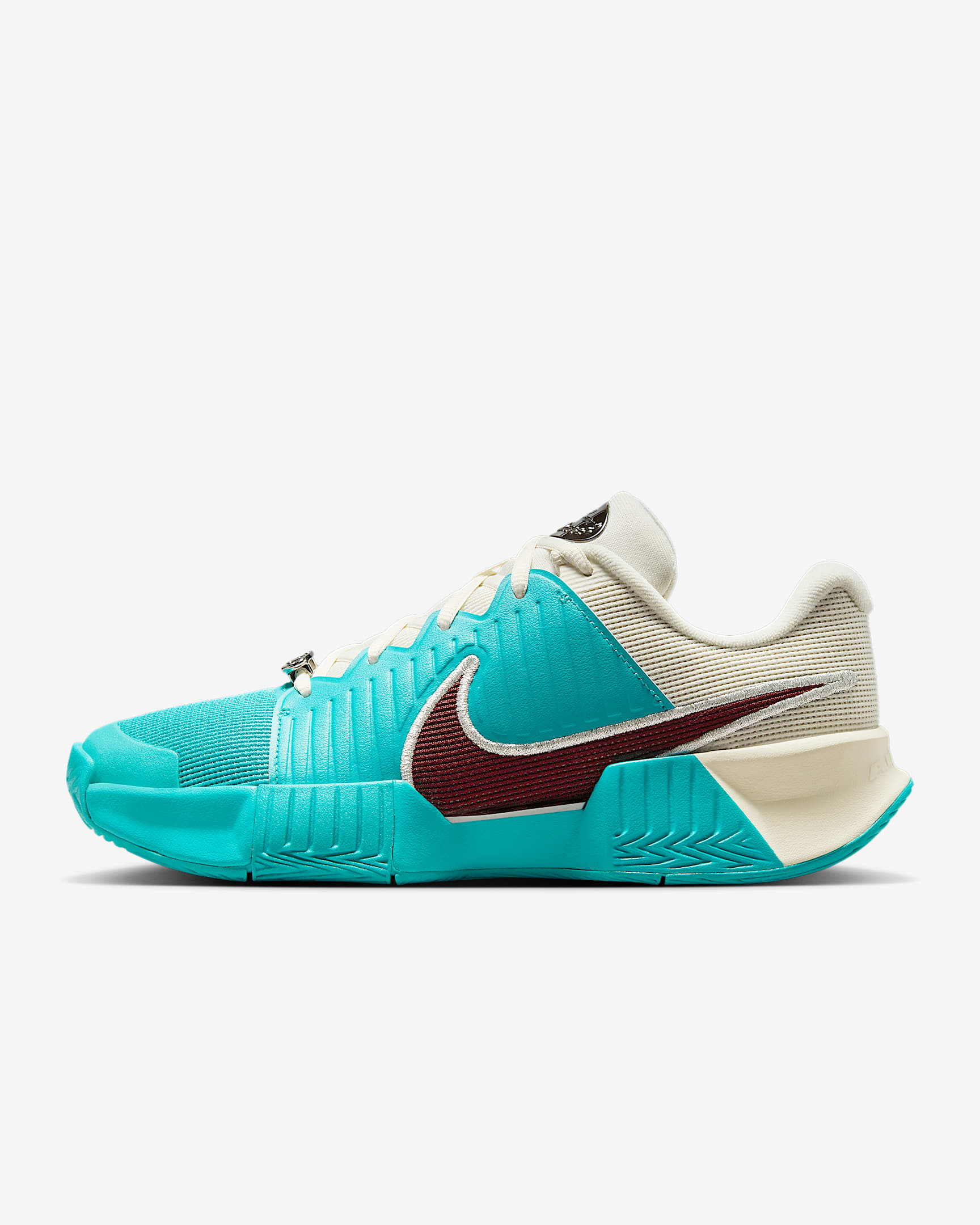 Tenis de tenis para cancha dura para mujer Nike GP Challenge Pro Premium - Cactus empolvado/Marfil pálido/Plata metalizado/Rojo team oscuro