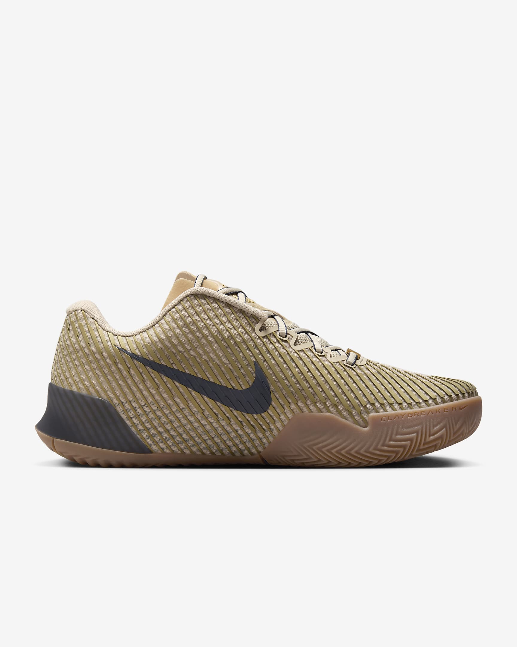 Męskie buty do tenisa na korty ziemne NikeCourt Air Zoom Vapor 11 Premium - Sanddrift/Thunder Blue/Gum Medium Brown/Metallic Gold