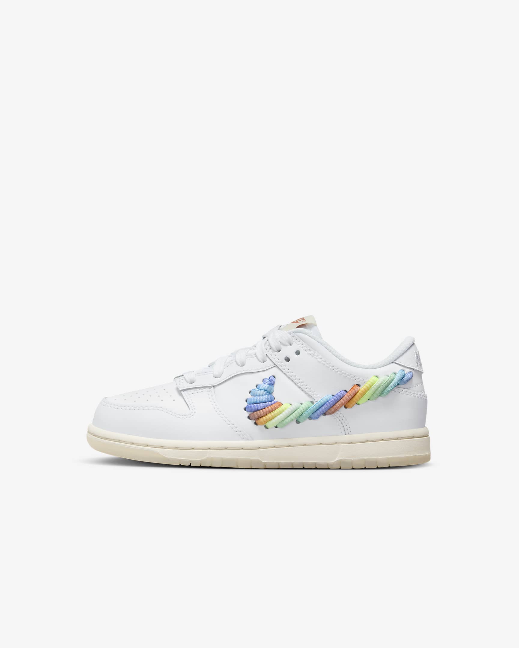 Nike Dunk Low SE Younger Kids' Shoes - White/Dark Pony/Light Silver/Multi-Colour