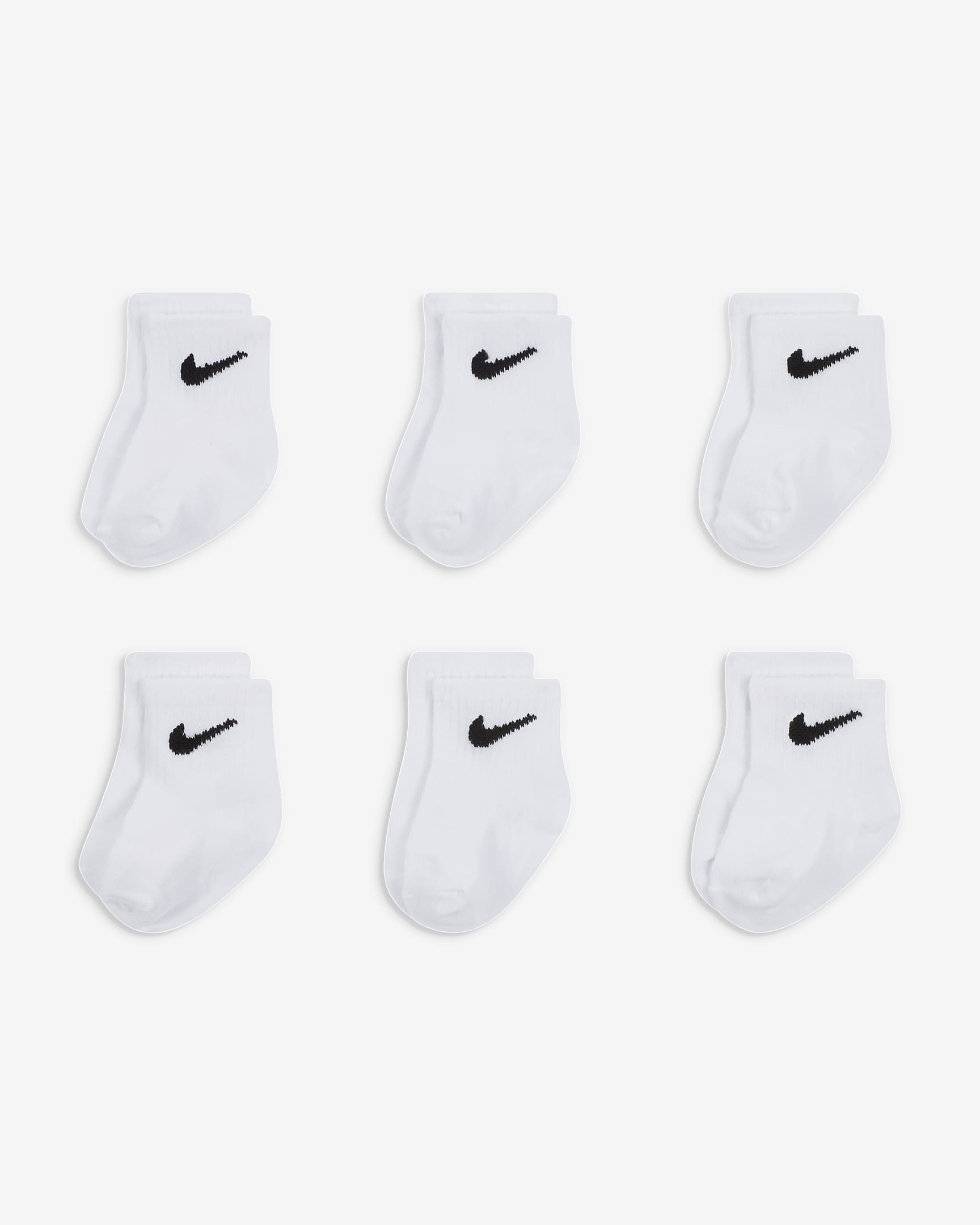 Nike Logo Ankle Socks Box Set (6 Pairs) Baby Socks - White