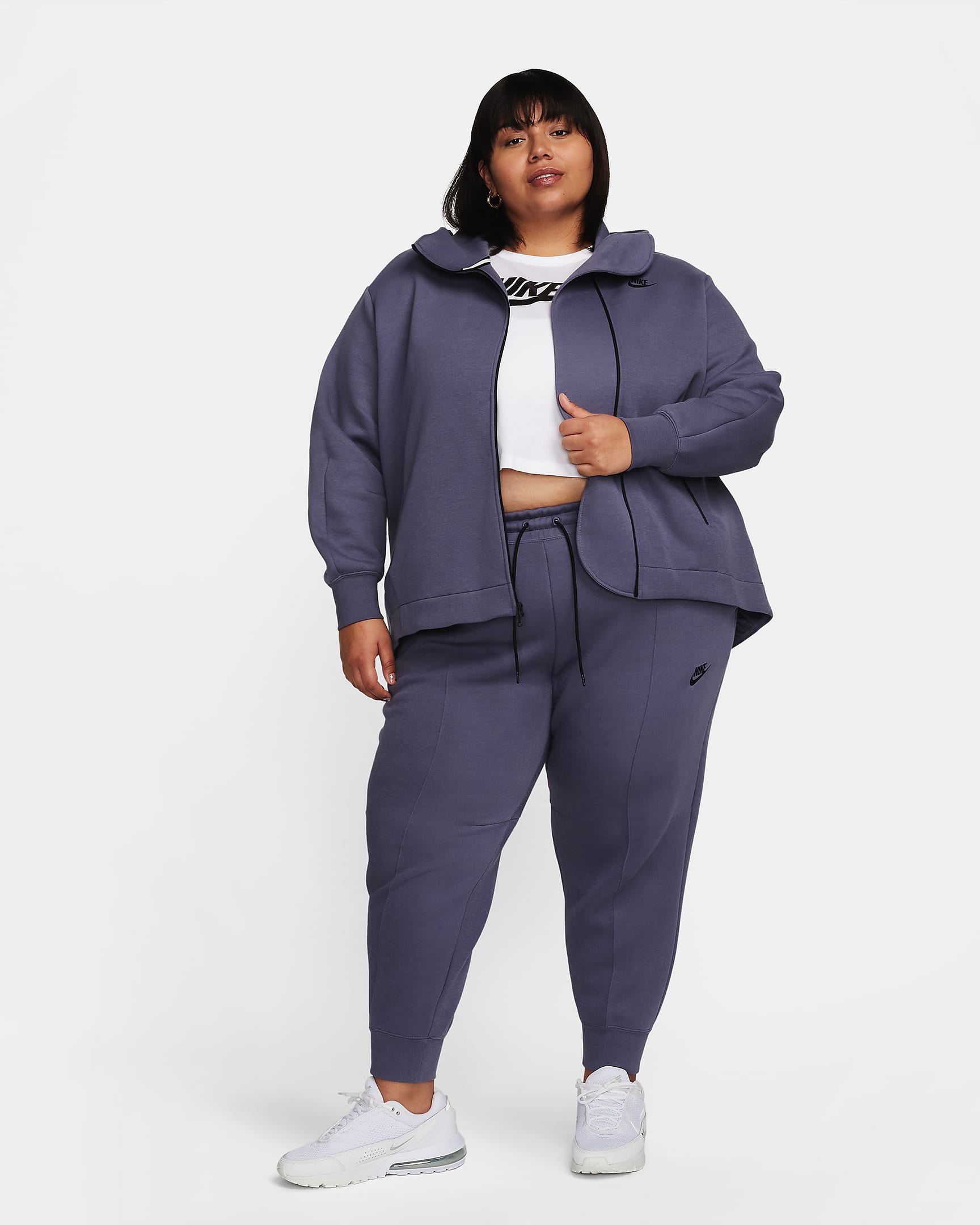 Nike Sportswear Tech Fleece Women's Oversized Full-Zip Hoodie (Plus Size) - Light Carbon/Black