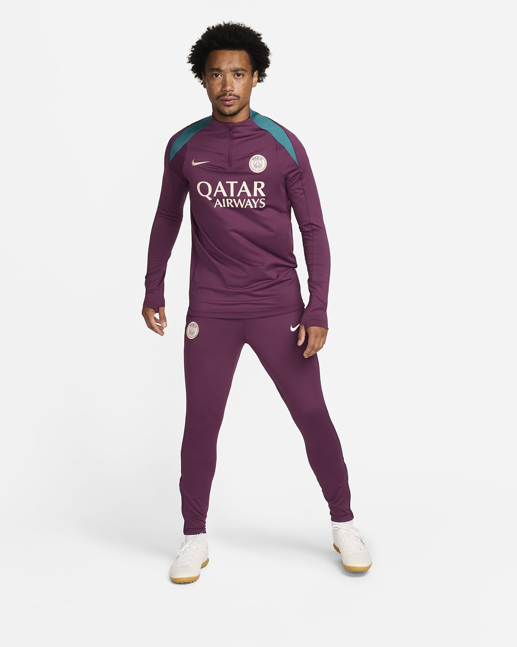 Paris Saint-Germain Strike Nike Dri-FIT voetbaltrainingstop voor heren - Bordeaux/Bordeaux/Geode Teal/Guava Ice