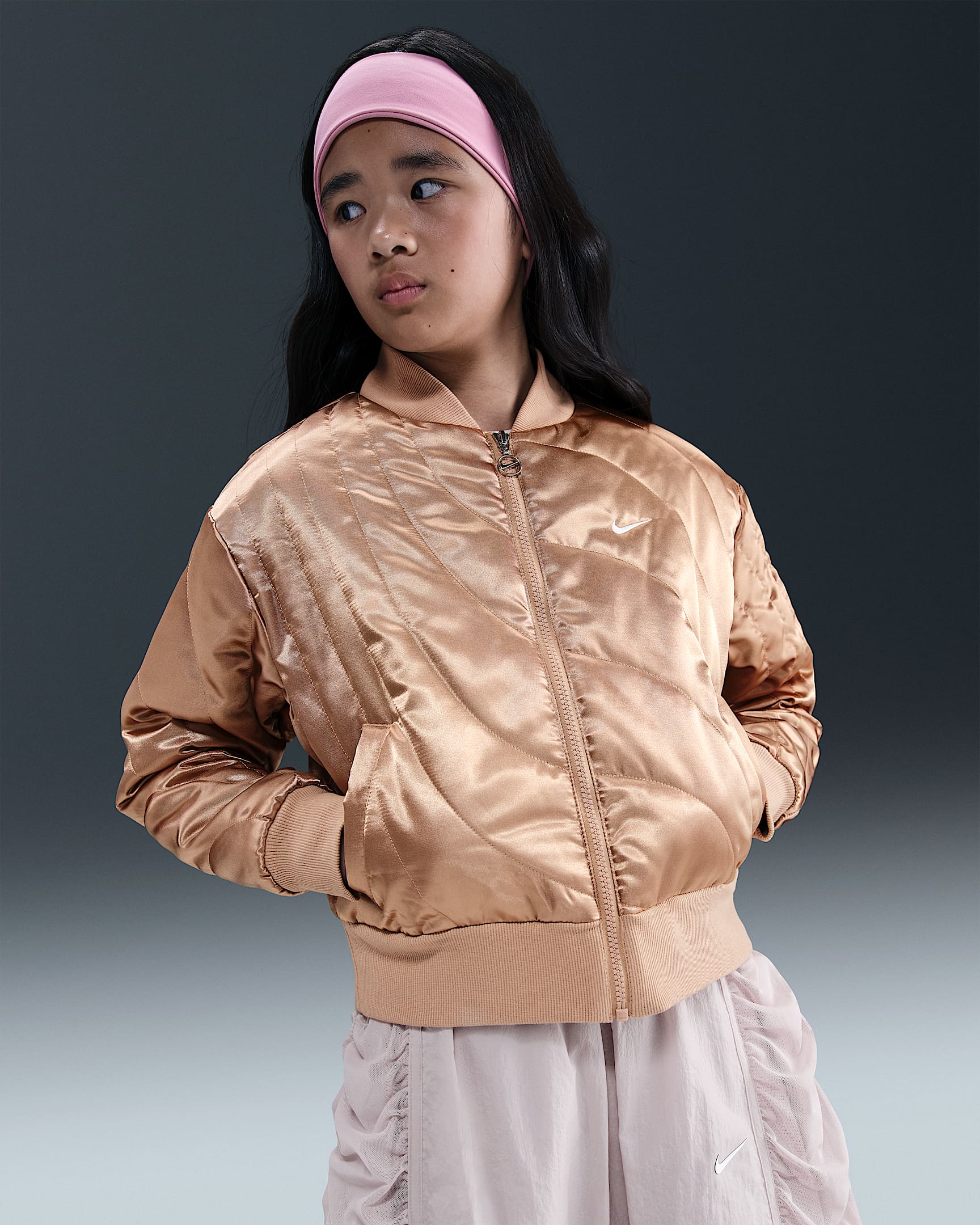 Nike Sportswear Big Kids' (Girls') Jacket - Hemp/White