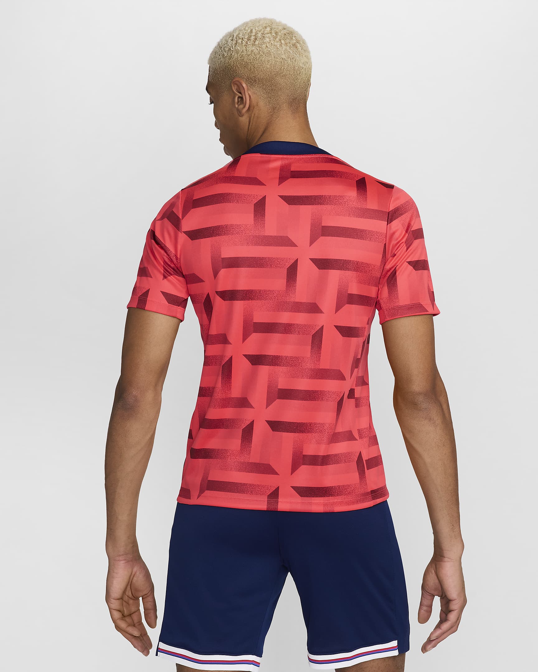 Haut de foot à manches courtes d'avant-match Nike Dri-FIT Angleterre Academy Pro pour homme - Siren Red/Blue Void/Blanc