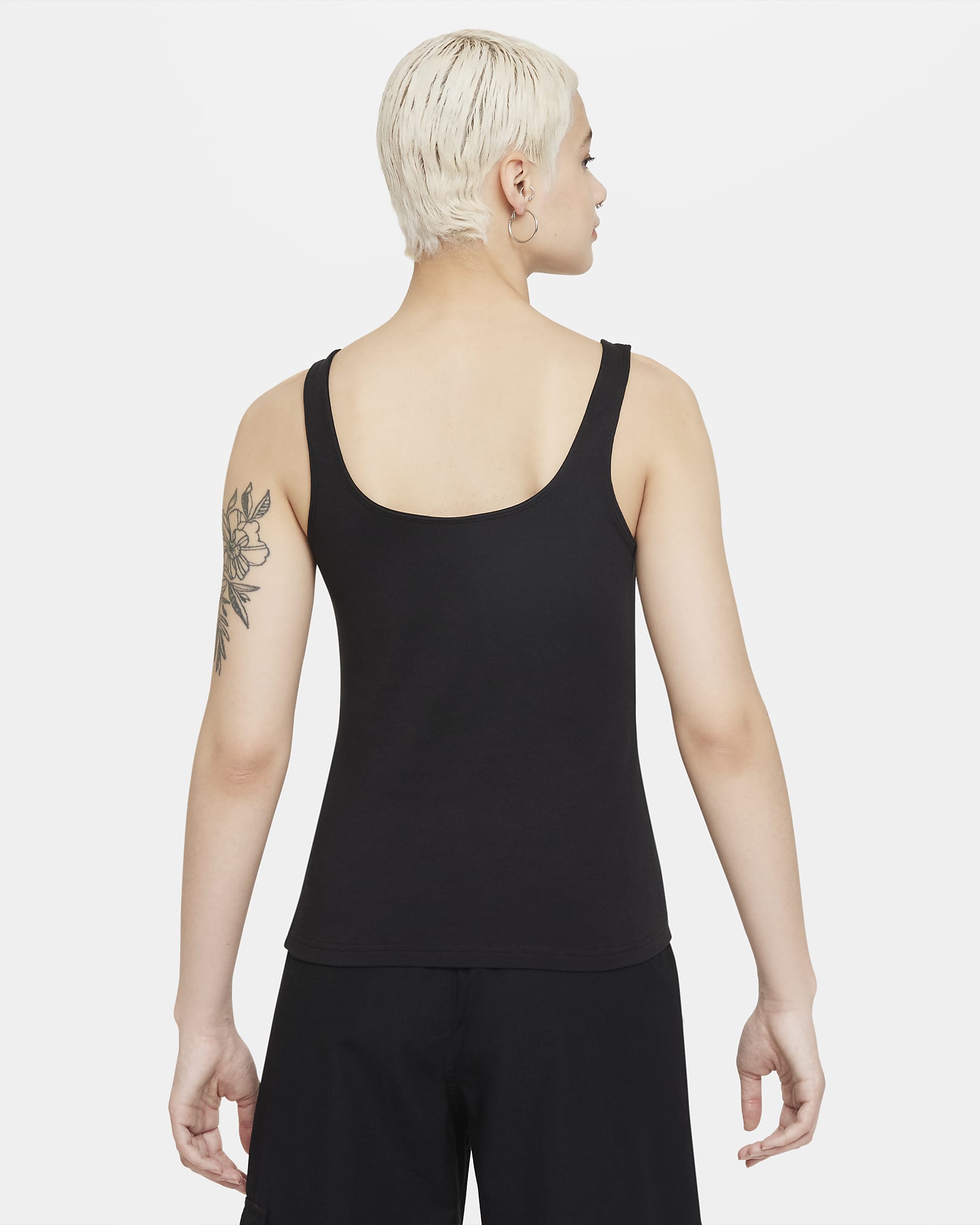 Damska koszulka bez rękawów na cienkich ramiączkach Nike Sportswear Essential - Czerń/Biel