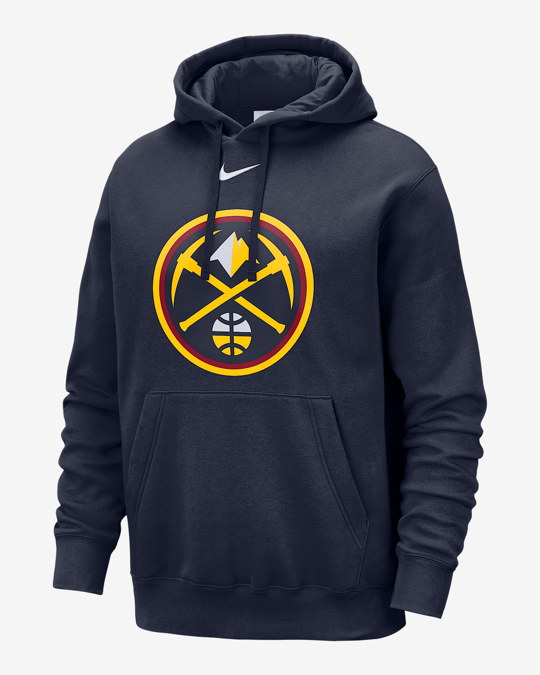 Sudadera con gorro sin cierre Nike de la NBA para hombre Denver Nuggets Club - Azul marino universitario/Amarillo