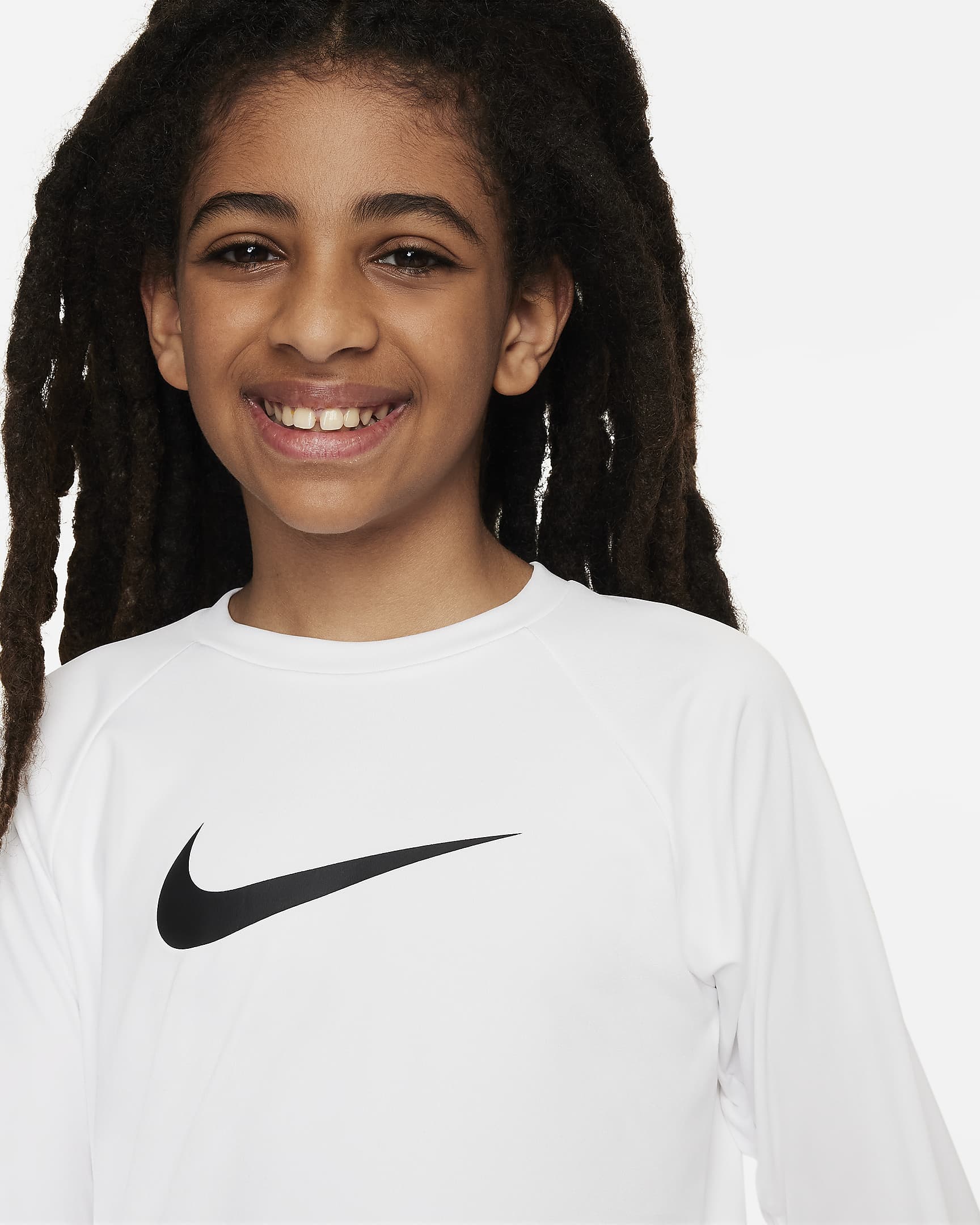 Playera de manga larga Hydroguard para niño talla grande Nike Swim - Blanco