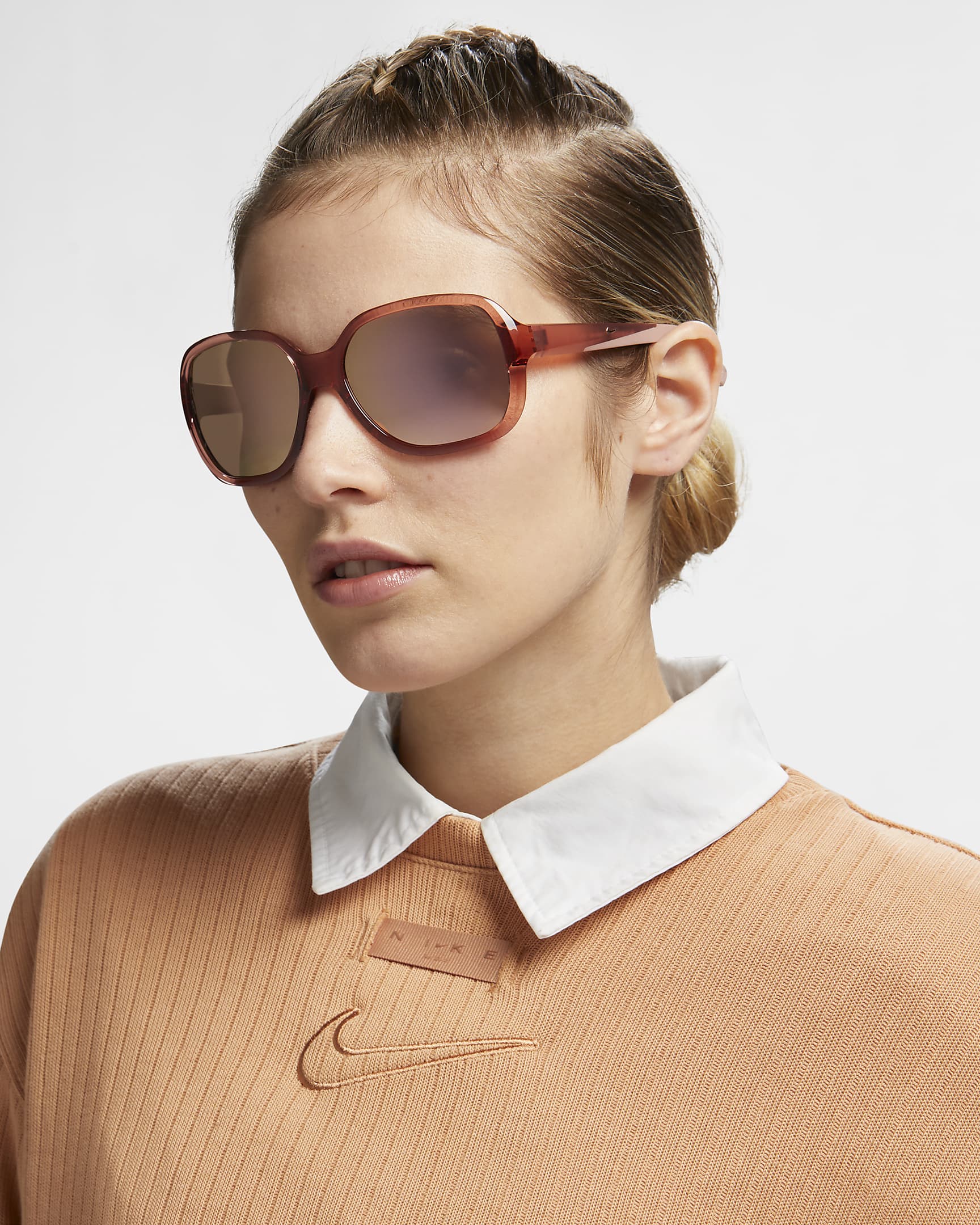 Nike Audacious Mirrored Sunglasses - Fossil Rose/Rose Gold