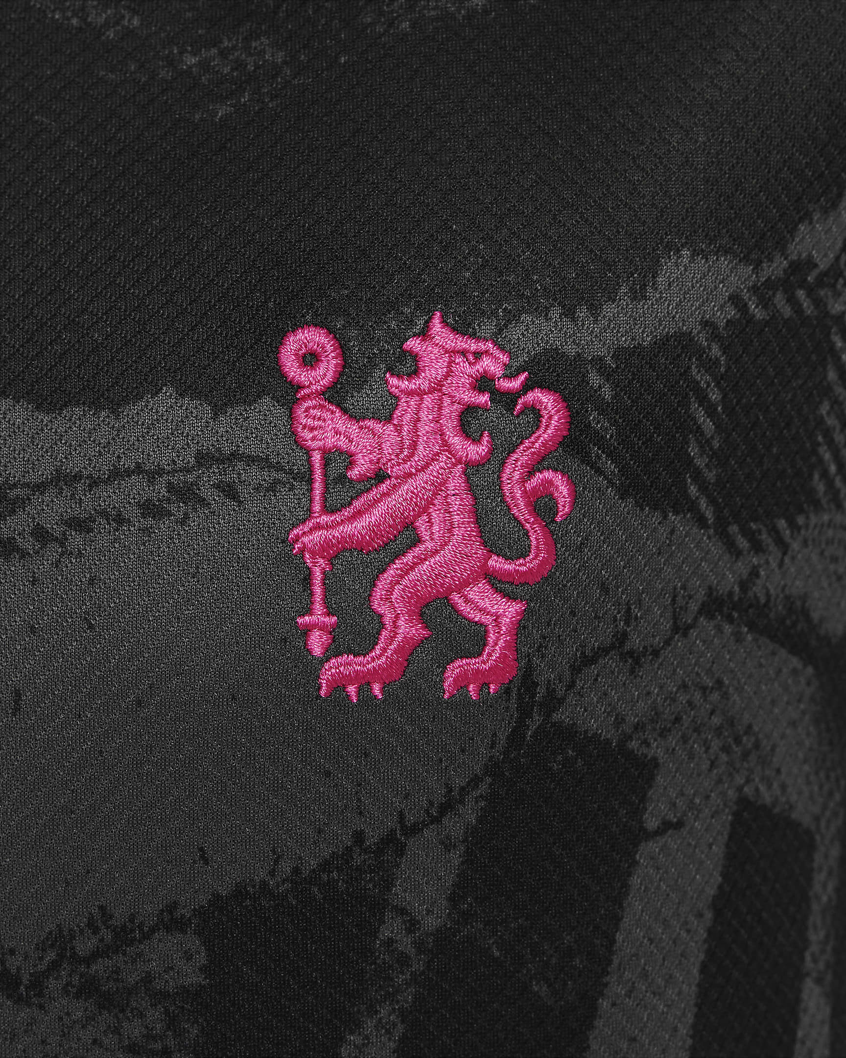 Replika třetího fotbalového dresu Nike Dri-FIT Chelsea FC Stadium 2024/25 pro větší děti - Anthracite/Černá/Opti Yellow/Pink Prime