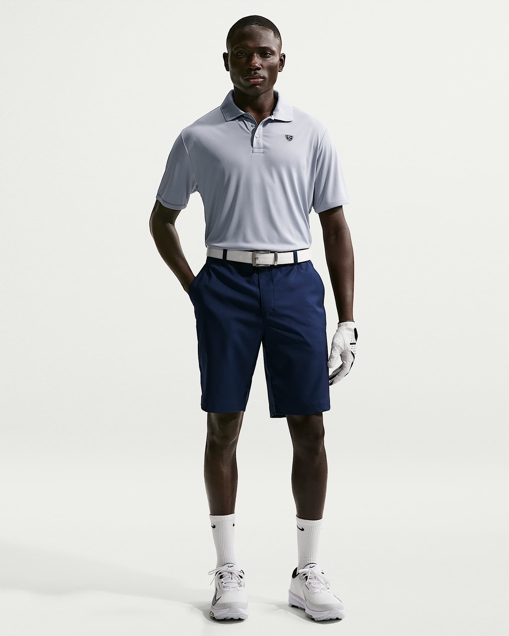 Nike Par Men's Dri-FIT Chest Logo Golf Polo - Wolf Grey/White
