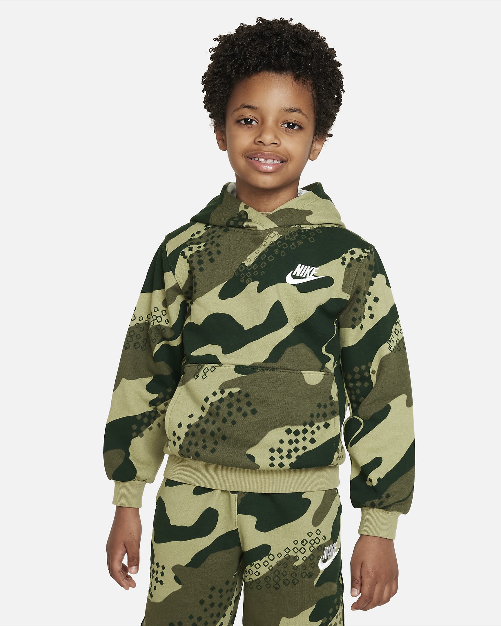 Nike Sportswear Club Camo Pullover Little Kids Hoodie - Neutral Olive