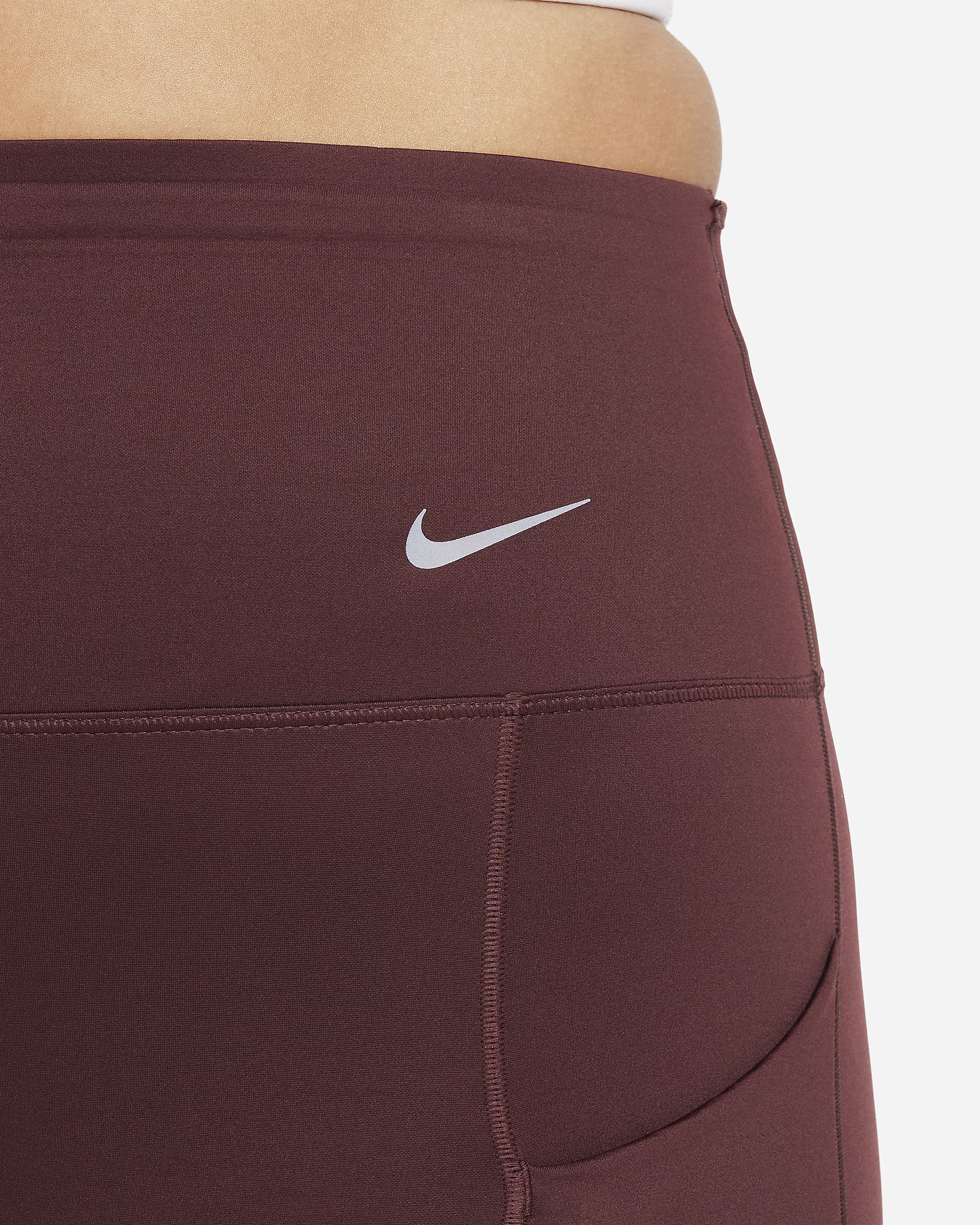 Legging taille haute à maintien supérieur et coupe longue avec poches Nike Go pour femme - Burgundy Crush/Noir