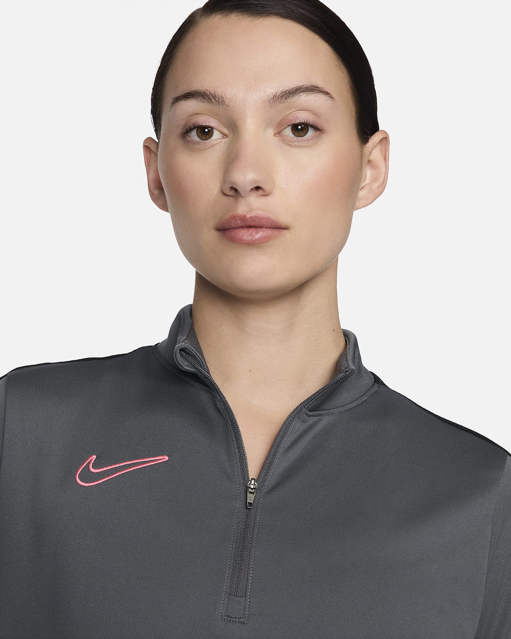 Nike Dri-FIT Academy Women's Football Drill Top - Iron Grey/Black/Sunset Pulse