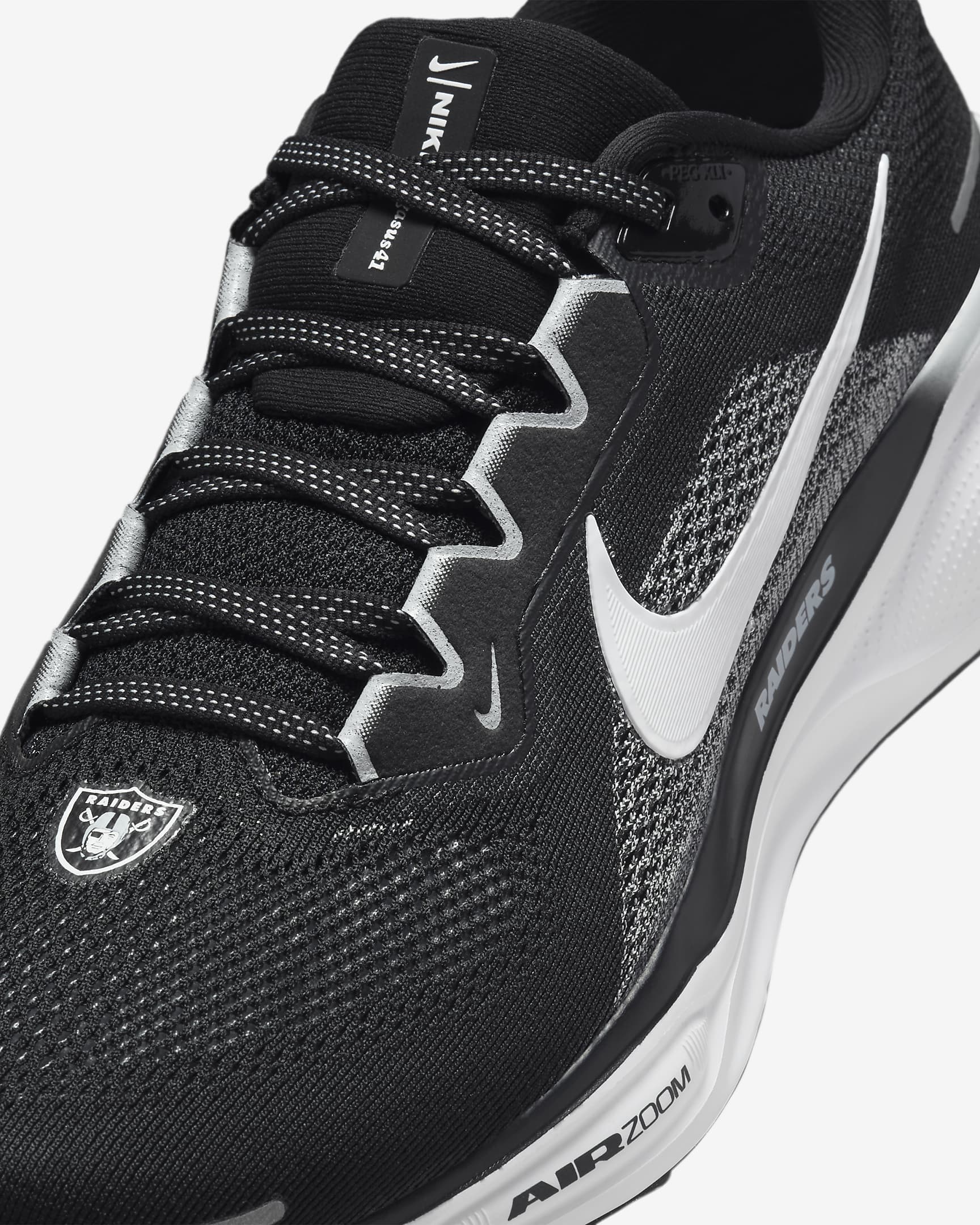 Nike Pegasus 41 NFL Las Vegas Raiders Men's Road Running Shoes - Black/White/Field Silver/White