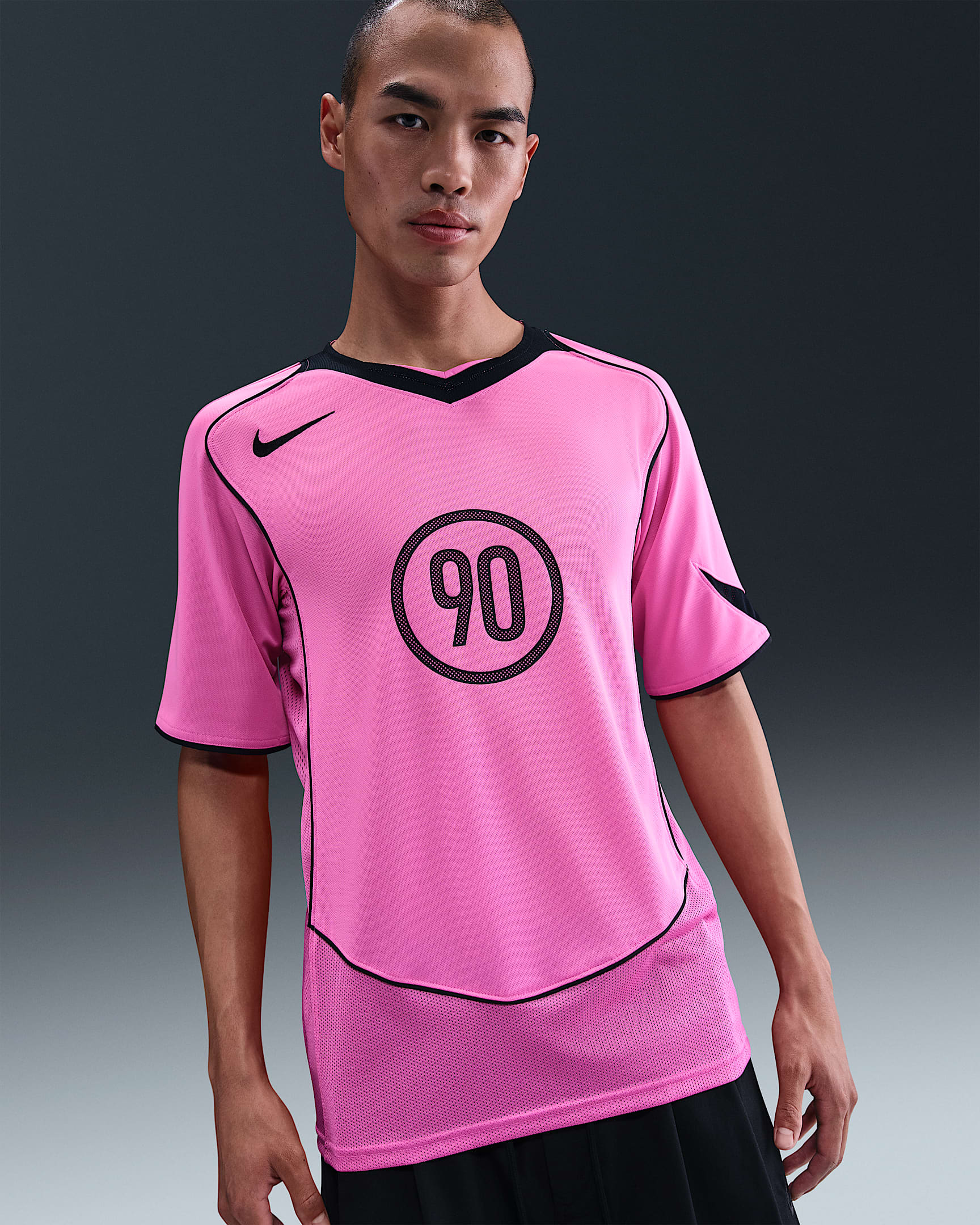 나이키 토탈 90 남성 드라이 핏 반팔 축구 탑 - 플레이풀 핑크/블랙/블랙/블랙