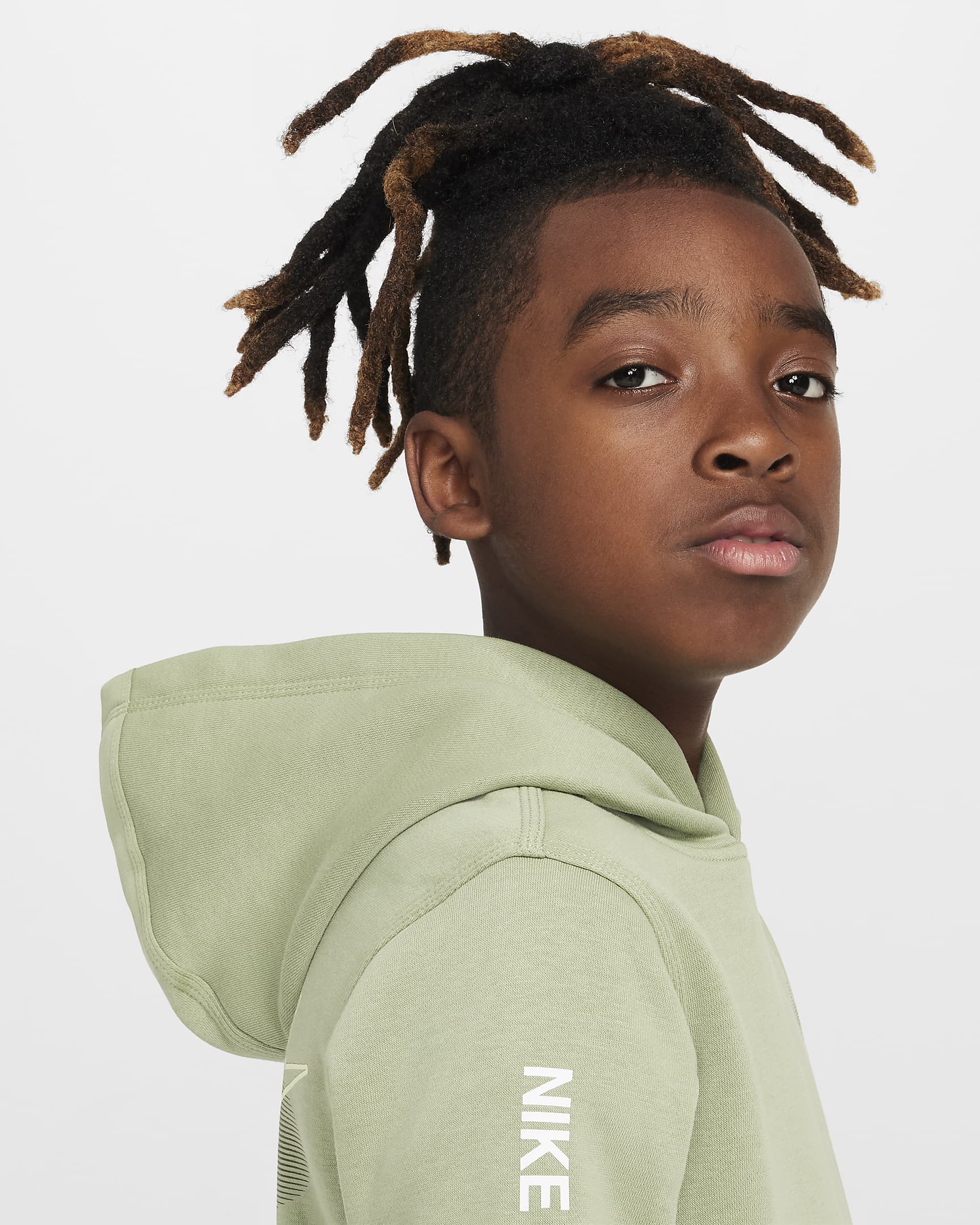 Nike Sportswear Standard Issue Older Kids' (Boys') Fleece Pullover Hoodie - Oil Green