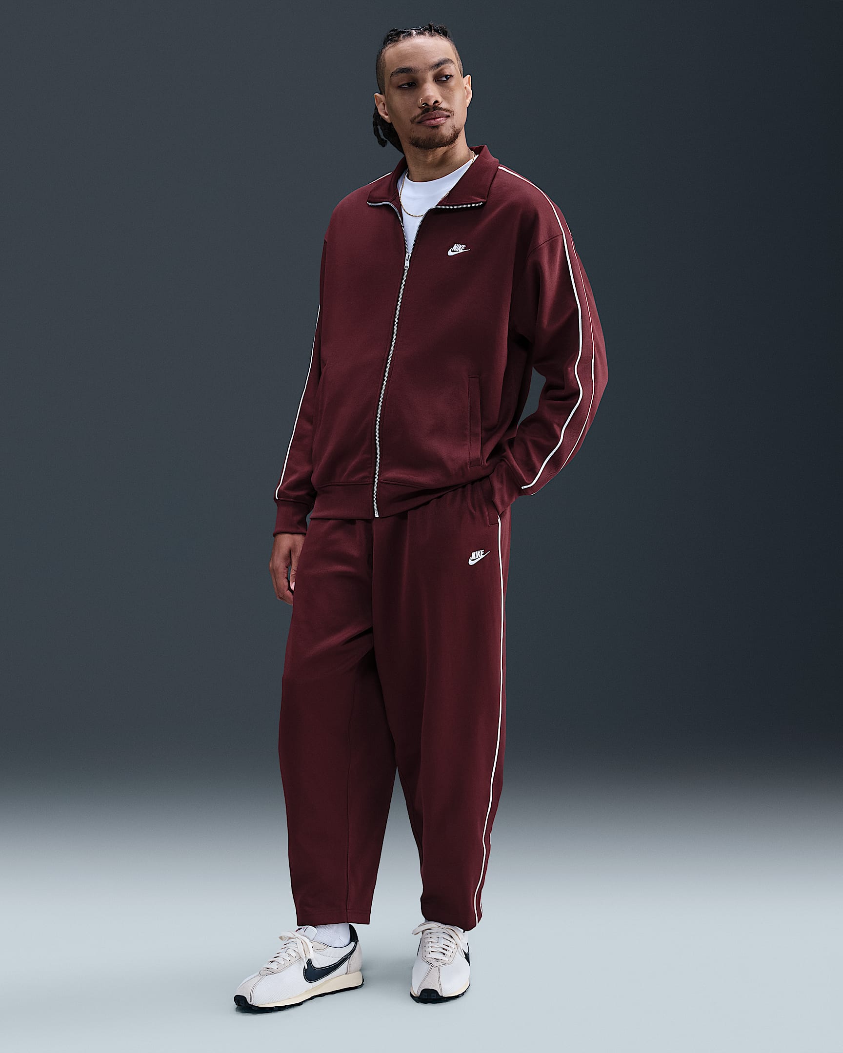 Pants deportivos de tejido Knit oversized para hombre Nike Sportswear Club - Rojo team oscuro/Vela/Blanco