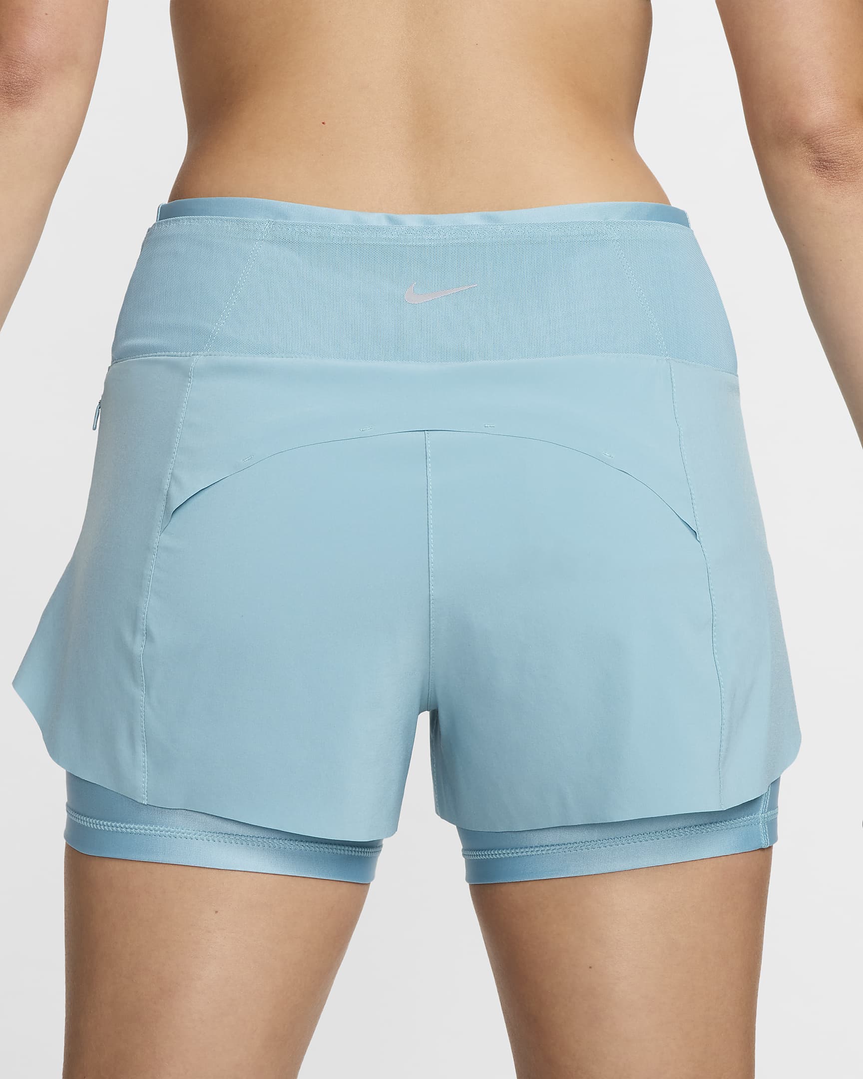 Nike Dri-FIT Swift Women's Mid-Rise 8cm (approx.) 2-in-1 Running Shorts with Pockets - Denim Turquoise