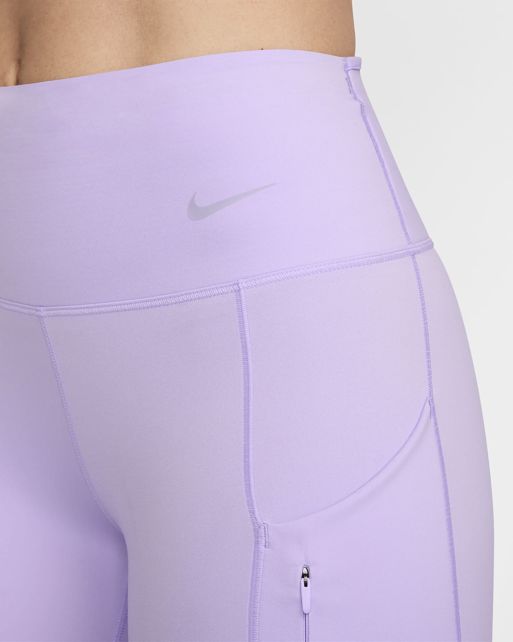 Nike Go Women's Firm-Support Mid-Rise Full-Length Leggings with Pockets - Lilac Bloom/Black