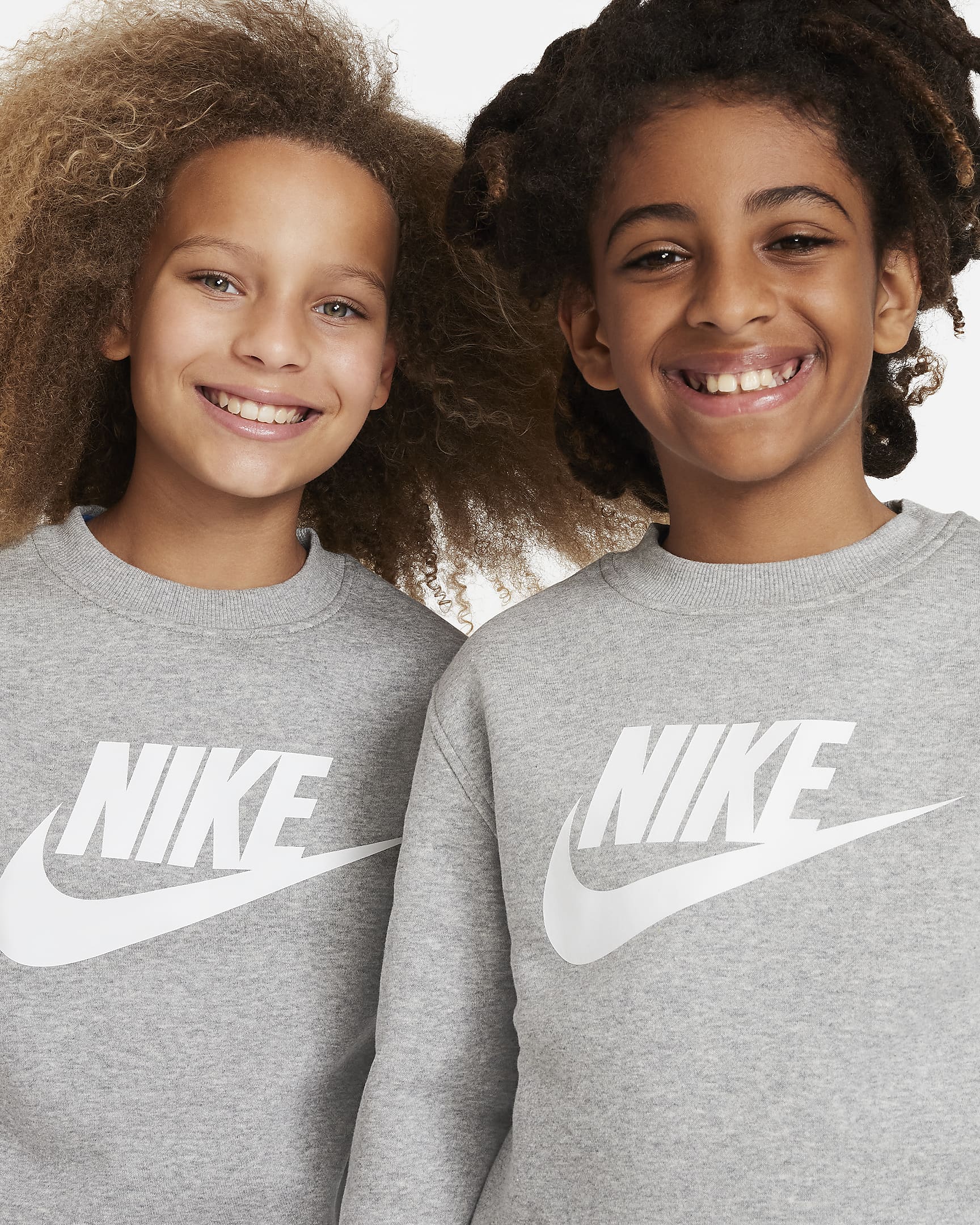 Nike Sportswear Club Fleece Big Kids' Sweatshirt - Dark Grey Heather/White