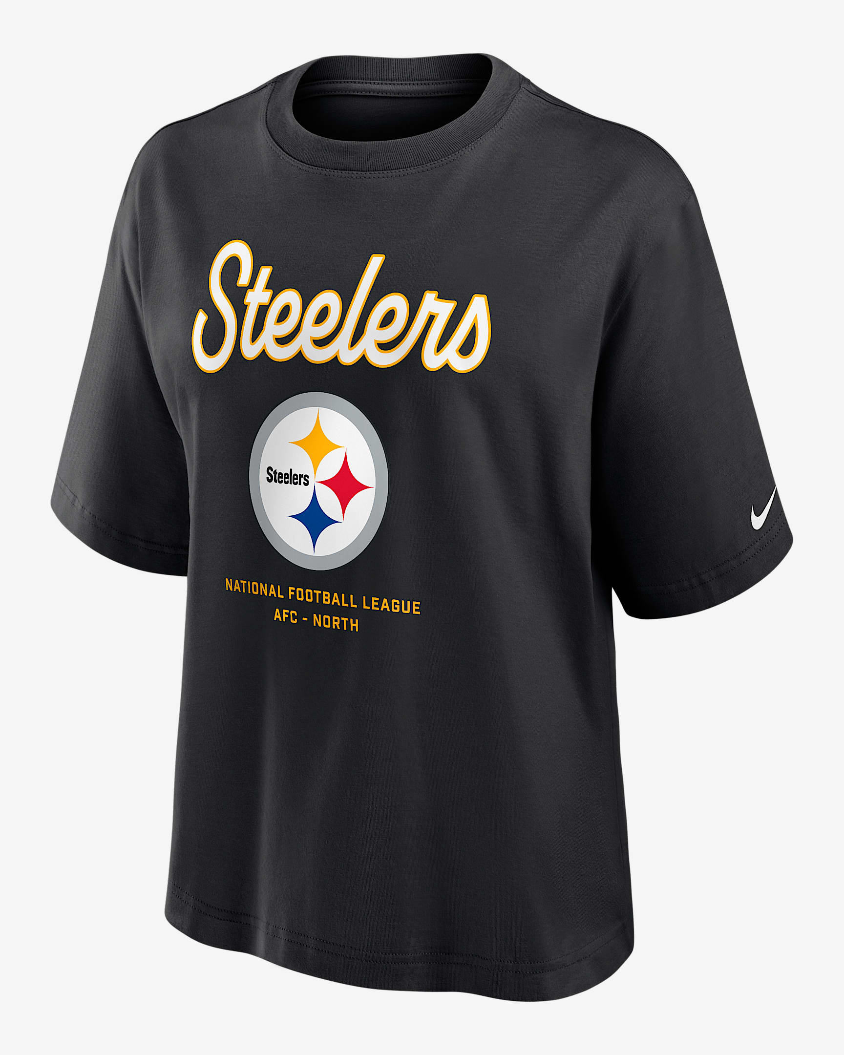 Pittsburgh Steelers Essential Script Boxy Women's Nike NFL T-Shirt - Black