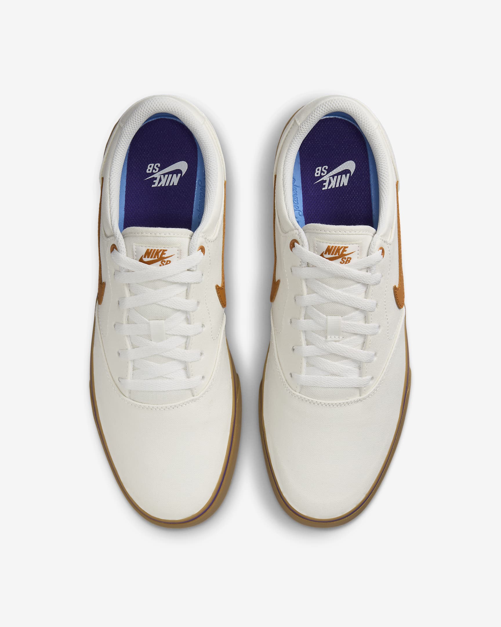 Nike SB Chron 2 Canvas Skate Shoe - Summit White/Summit White/Gum Light Brown/Monarch