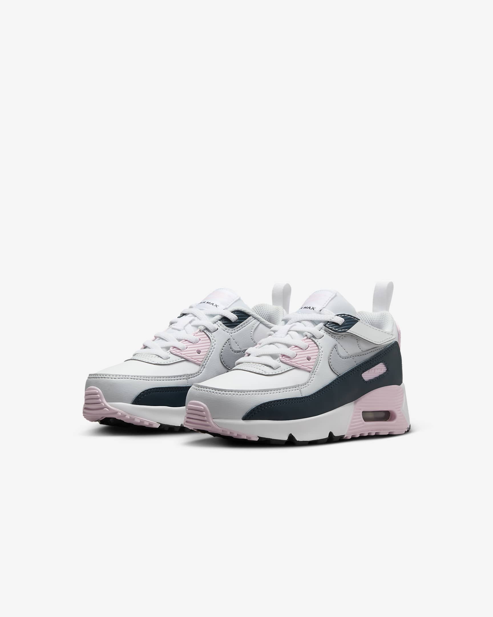 Nike Air Max 90 EasyOn Little Kids' Shoes - White/Pink Foam/Armory Navy/Wolf Grey