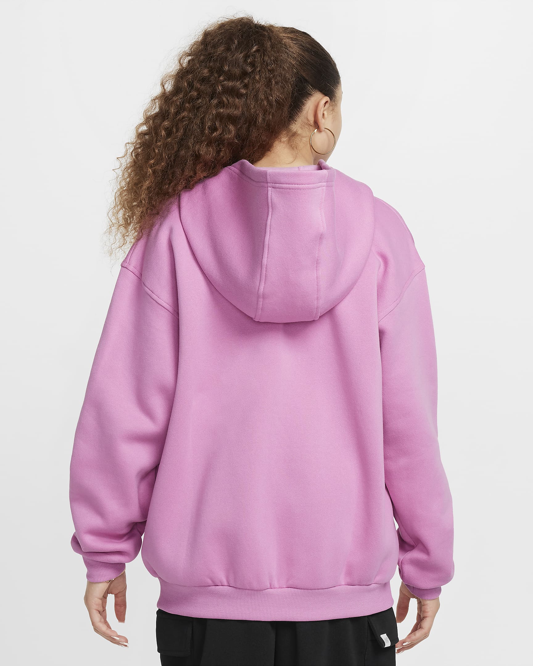 Nike Sportswear Club Fleece Big Kids' Oversized Full-Zip Hoodie - Magic Flamingo/White