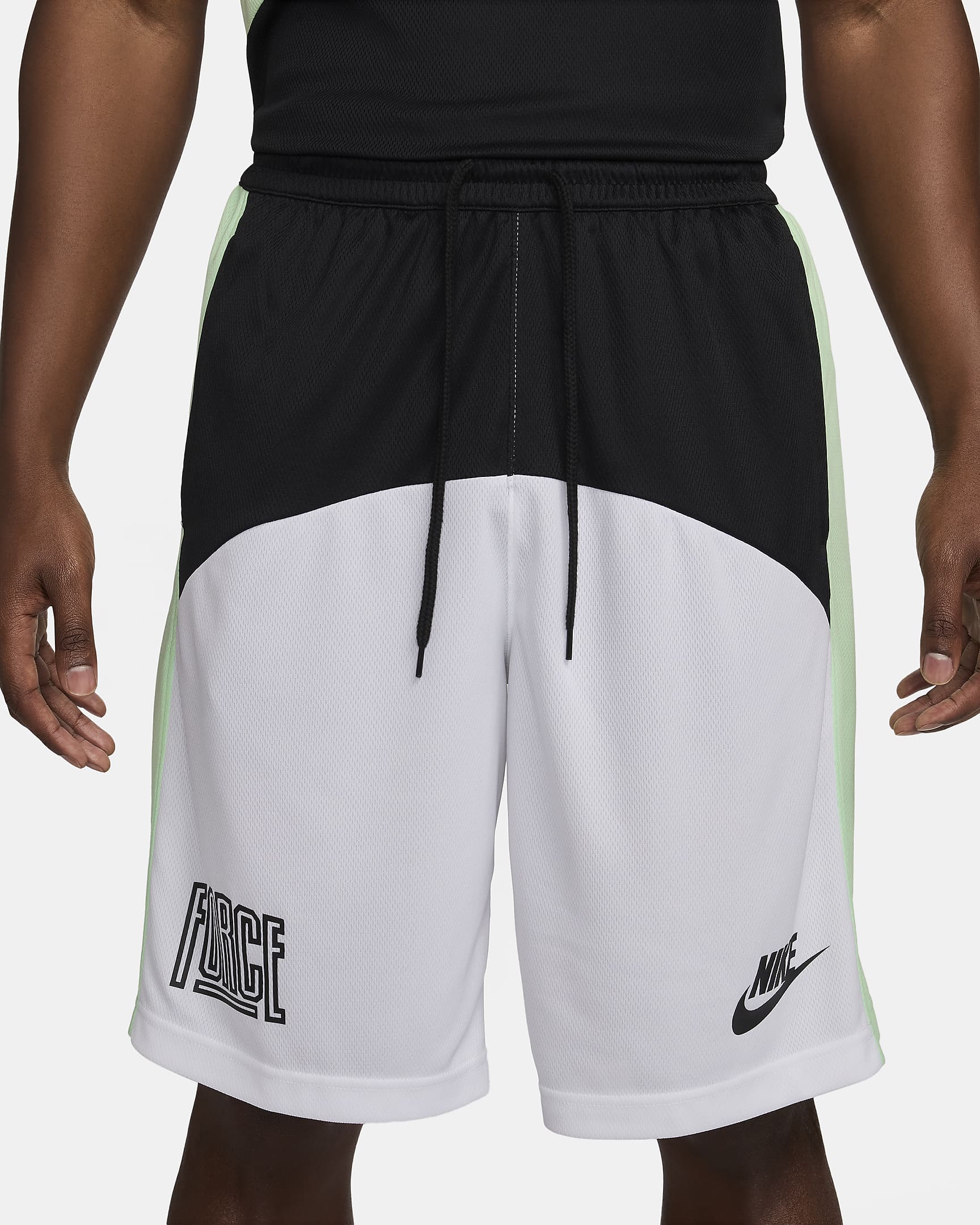 Shorts de básquetbol Dri-FIT de 28 cm para hombre Nike Starting 5 - Negro/Blanco/Verde vapor/Negro