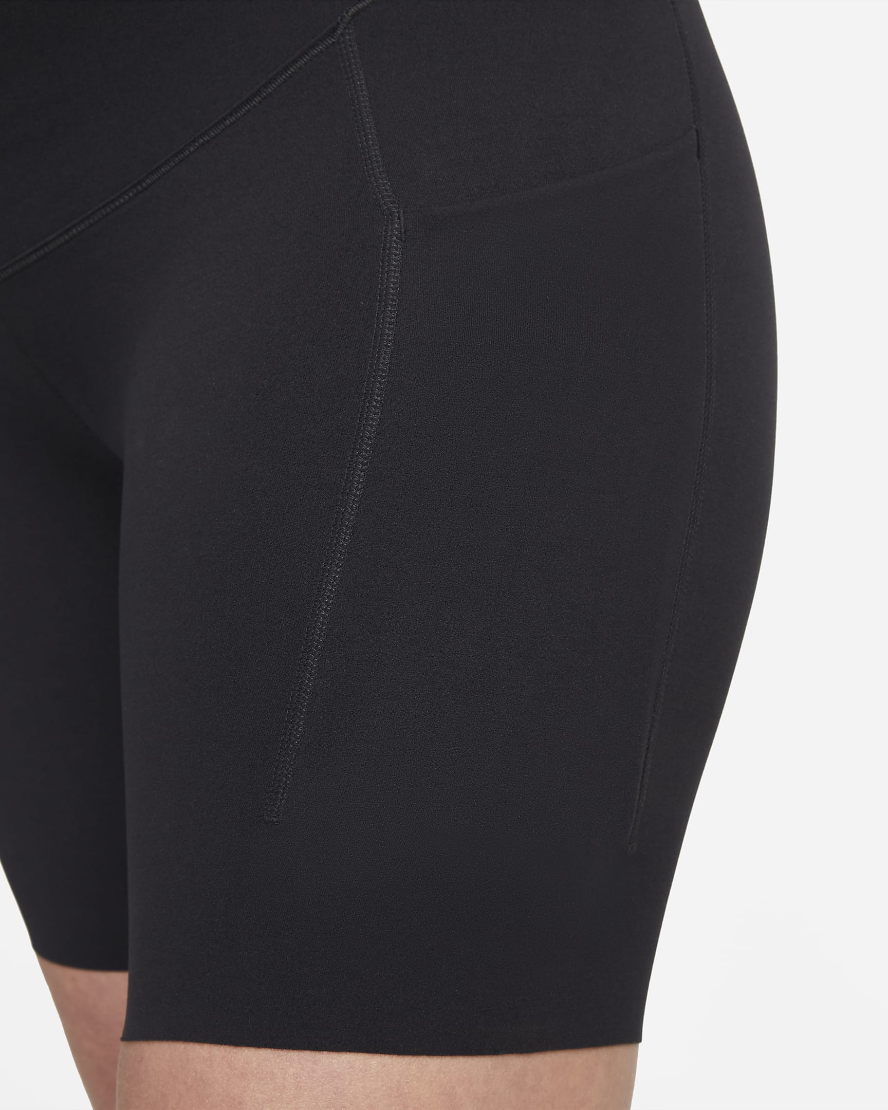 Nike Zenvy (M) sykkelshorts (20 cm) med høyt liv, myk støtte og lommer til dame (barsel) - Svart