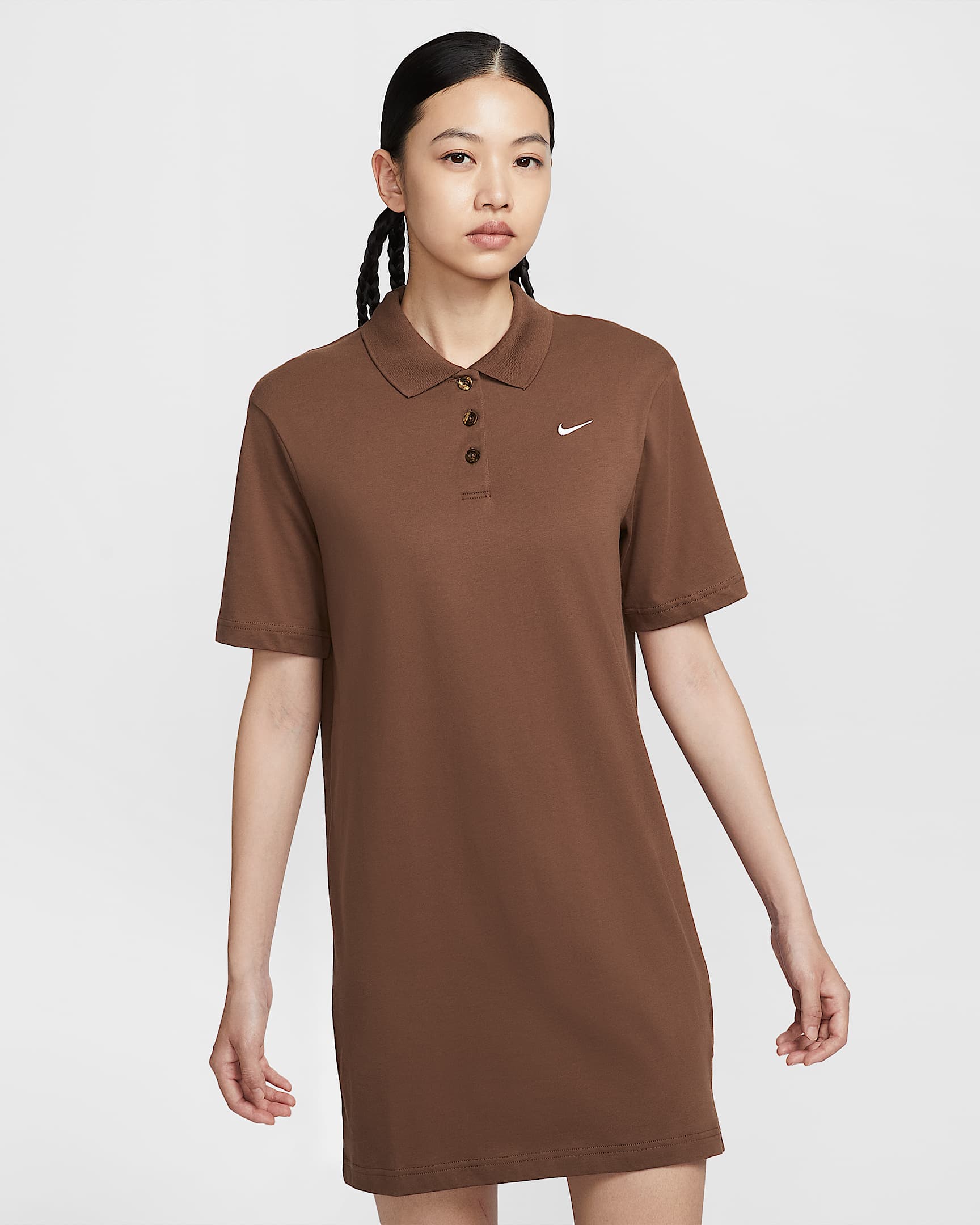 Nike Sportswear Essential Women's Short-Sleeve Polo Dress - Fauna Brown/Sail