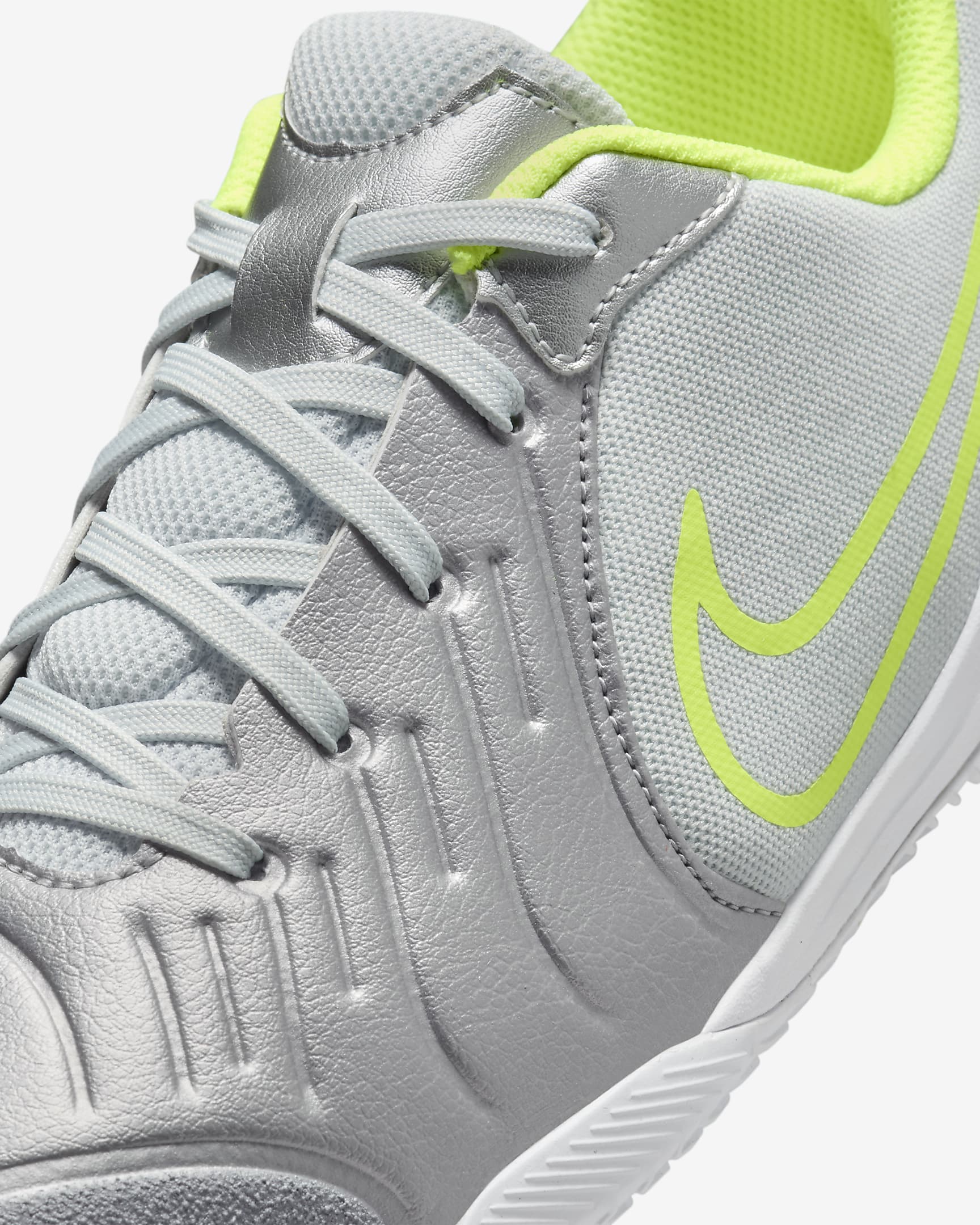 Nike Jr. Tiempo Legend 10 Academy Younger/Older Kids' Indoor Court Low-Top Football Shoes - Metallic Silver/Volt/Black