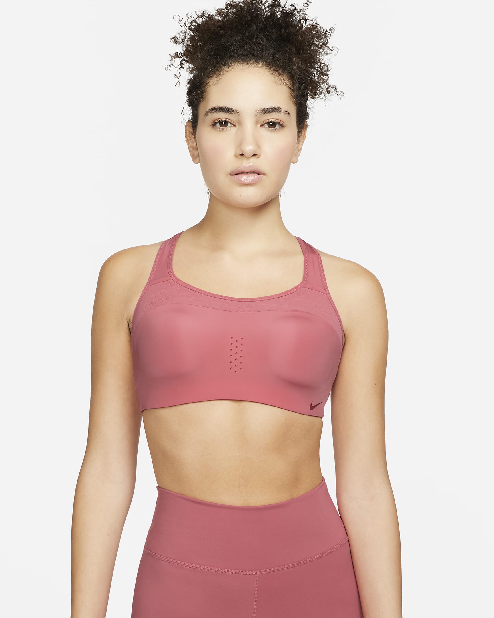 Bra deportivo con ojales y almohadilla de alta sujeción para mujer Nike Alpha - Rosa arcaico/Granada/Granada