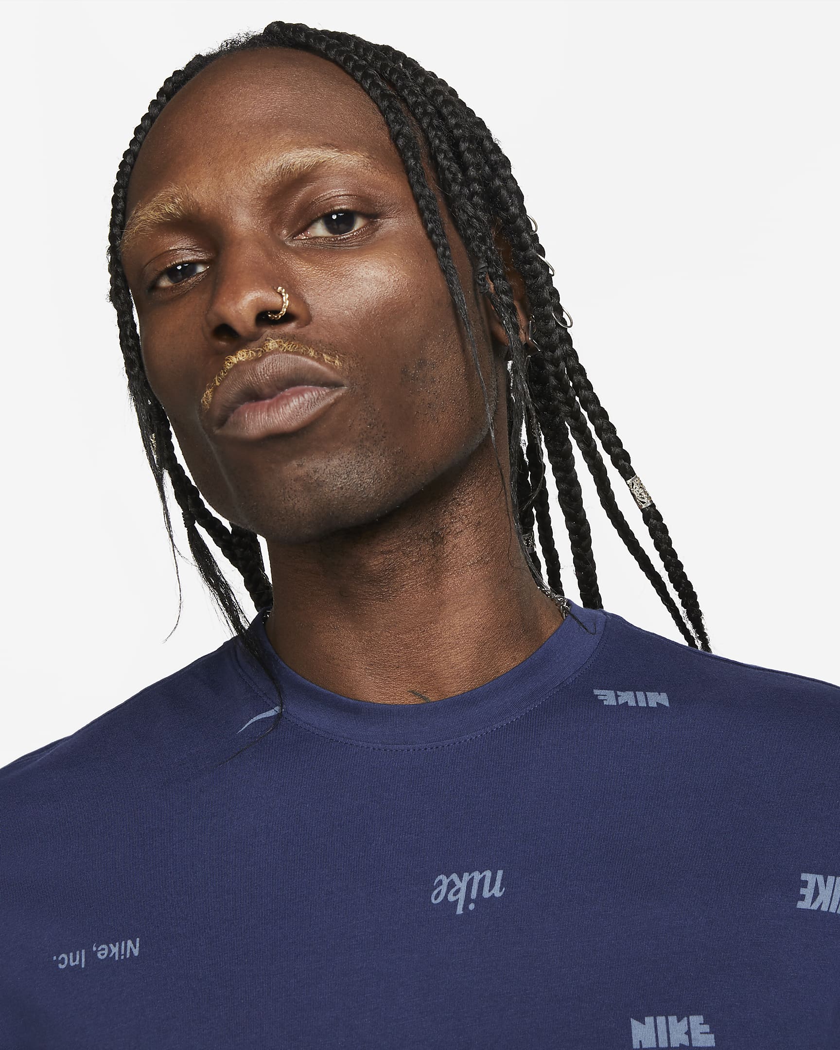 Nike Club Men's Allover Print T-Shirt - Midnight Navy